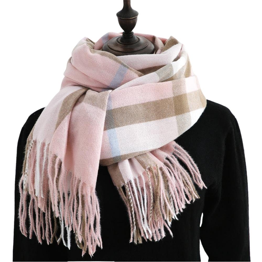 Blusmart Schal Karierter Schal für Damen, (Warmer Schal aus Kaschmirimitat, Zarte, weiche und elastische Haptik), Weiches und dehnbares Tragegefühl, einfach zusammenzustellen