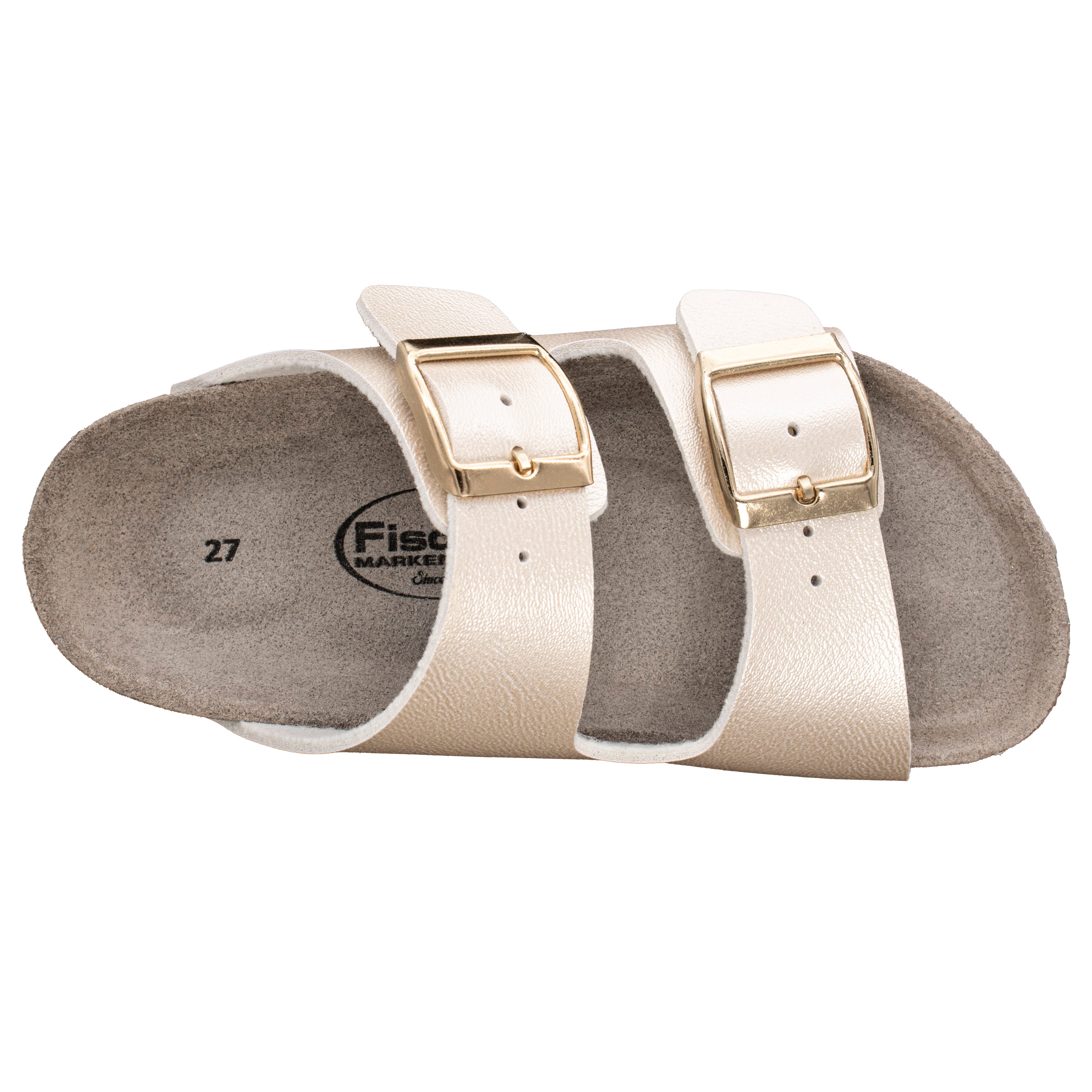 Fischer-Markenschuh Hawaii Pantolette aus Vegano (Lederimitat), mit Fleecefutter, gepolstertes Fußbett