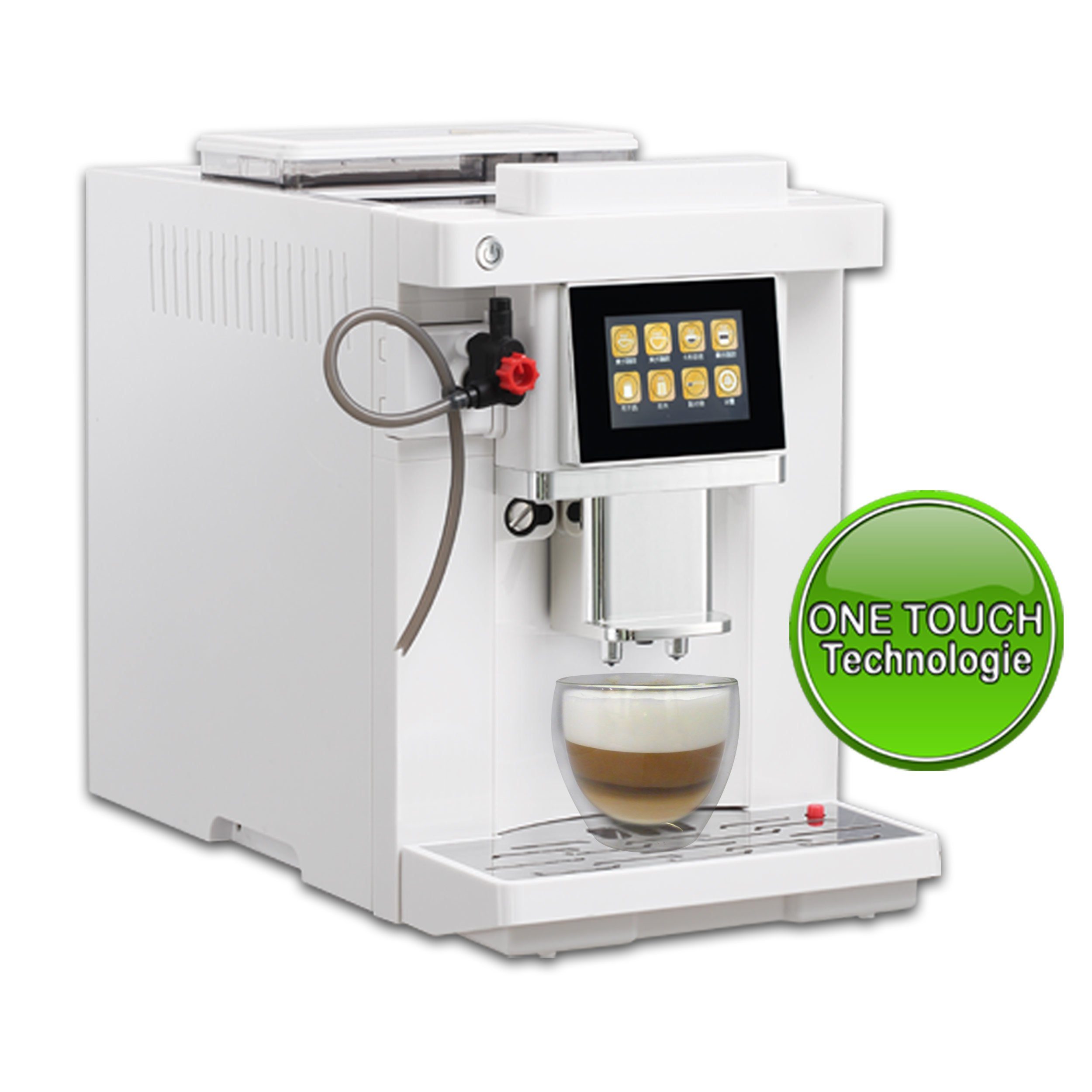 Acopino Kaffeevollautomat Roma One Touch Kaffeevollautomat mit Milchsystem,  Cappuccino und Espresso auf Knopfdruck, weiß, Herausnehmbare Brüheinheit,  einfache One Touch Bedienung, Selbstreinigung, Kegelmahlwerk,  programmierbare Getränkeeinstellungen ...