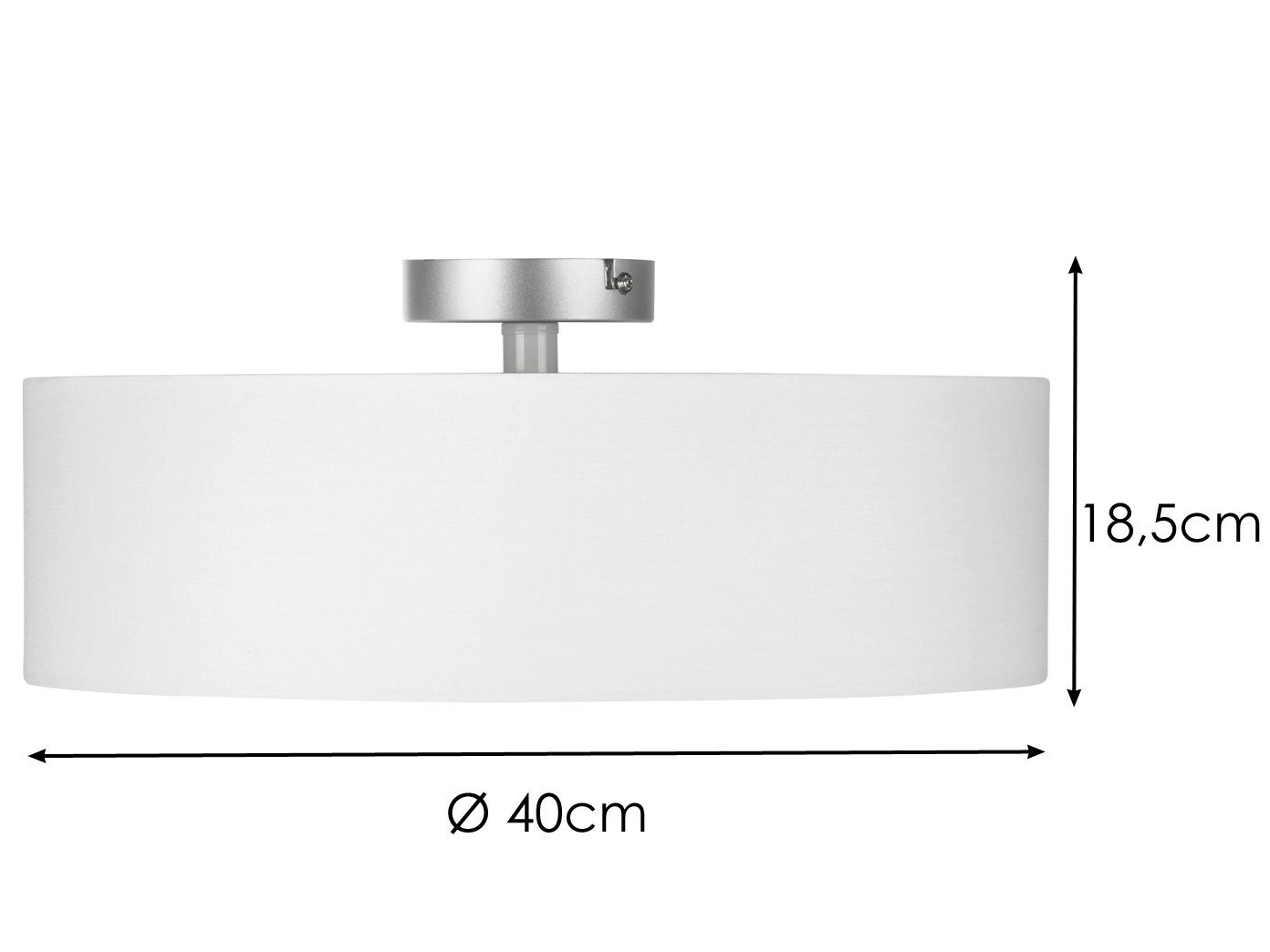 meineWunschleuchte Deckenleuchte, ohne Leuchtmittel, Designklassiker Lampe über-n Esstisch Stoff-lampe Galerie, Weiß Ø40cm