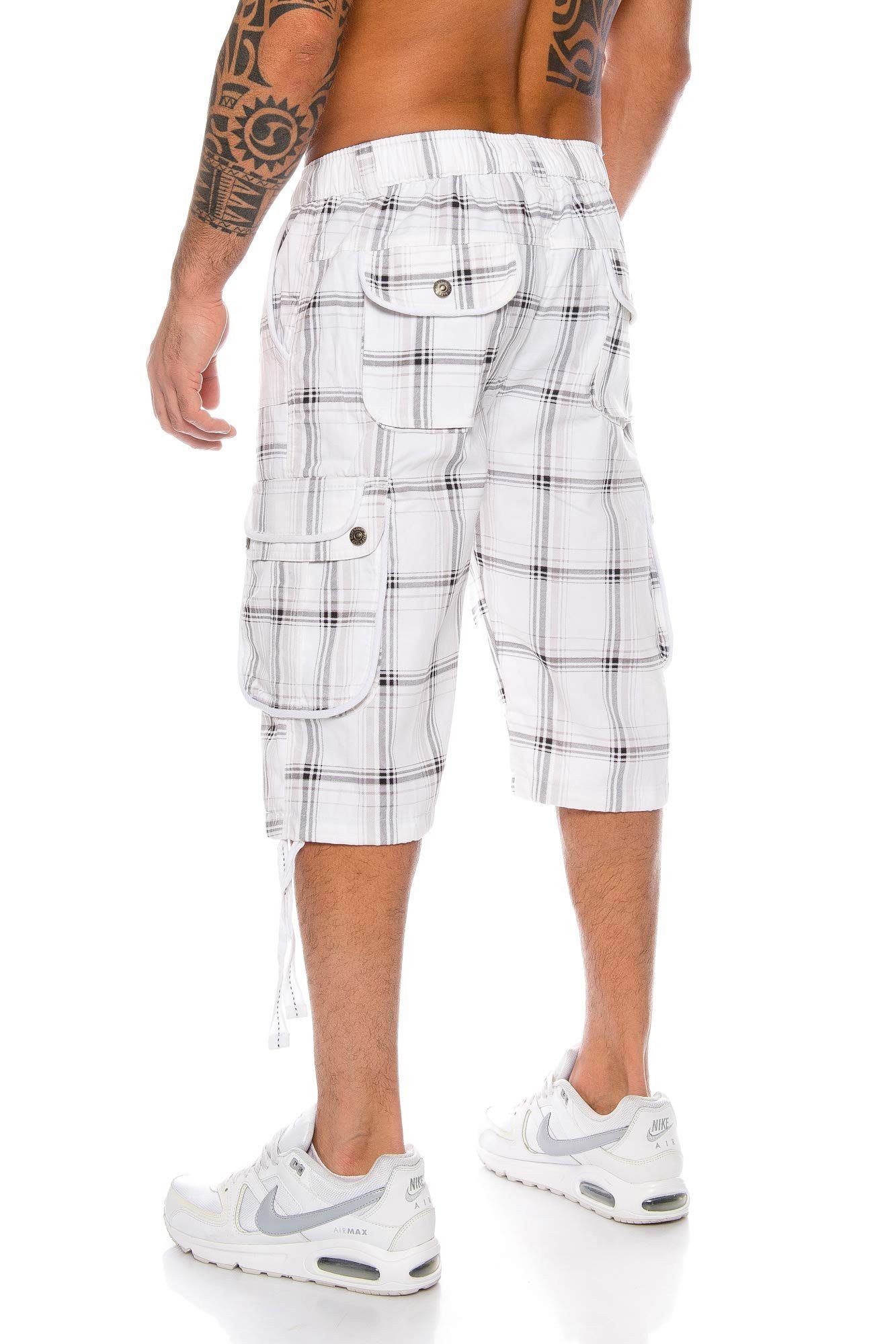 Kendindza Cargobermudas 3/4 Bermuda Shorts Herren, Kurze Hose Herren, Cargo Shorts Dehnbund Taschen Capri Cargohose kurz