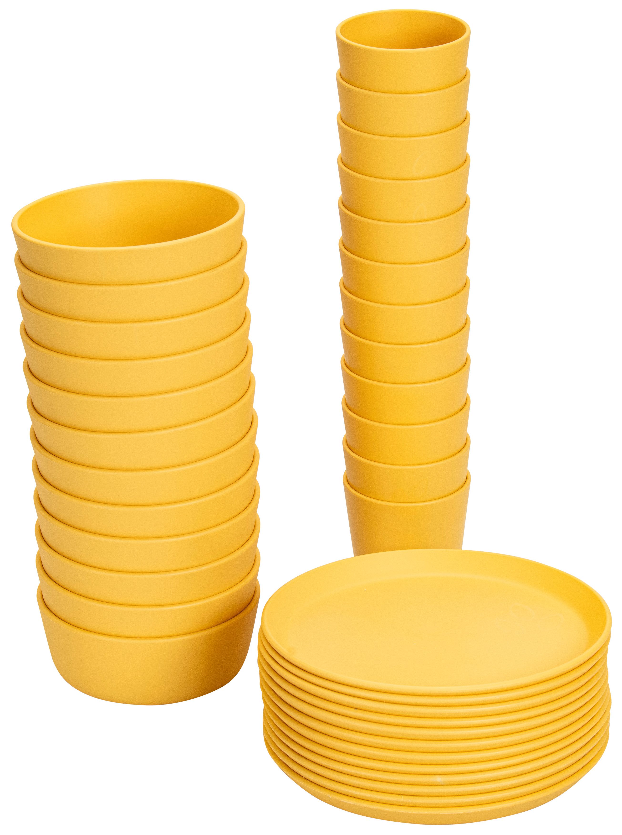 Betzold Geschirr-Set Geschirr-Set 36-tlg - stapalbar & spülmaschinenfest, Biokunststoff