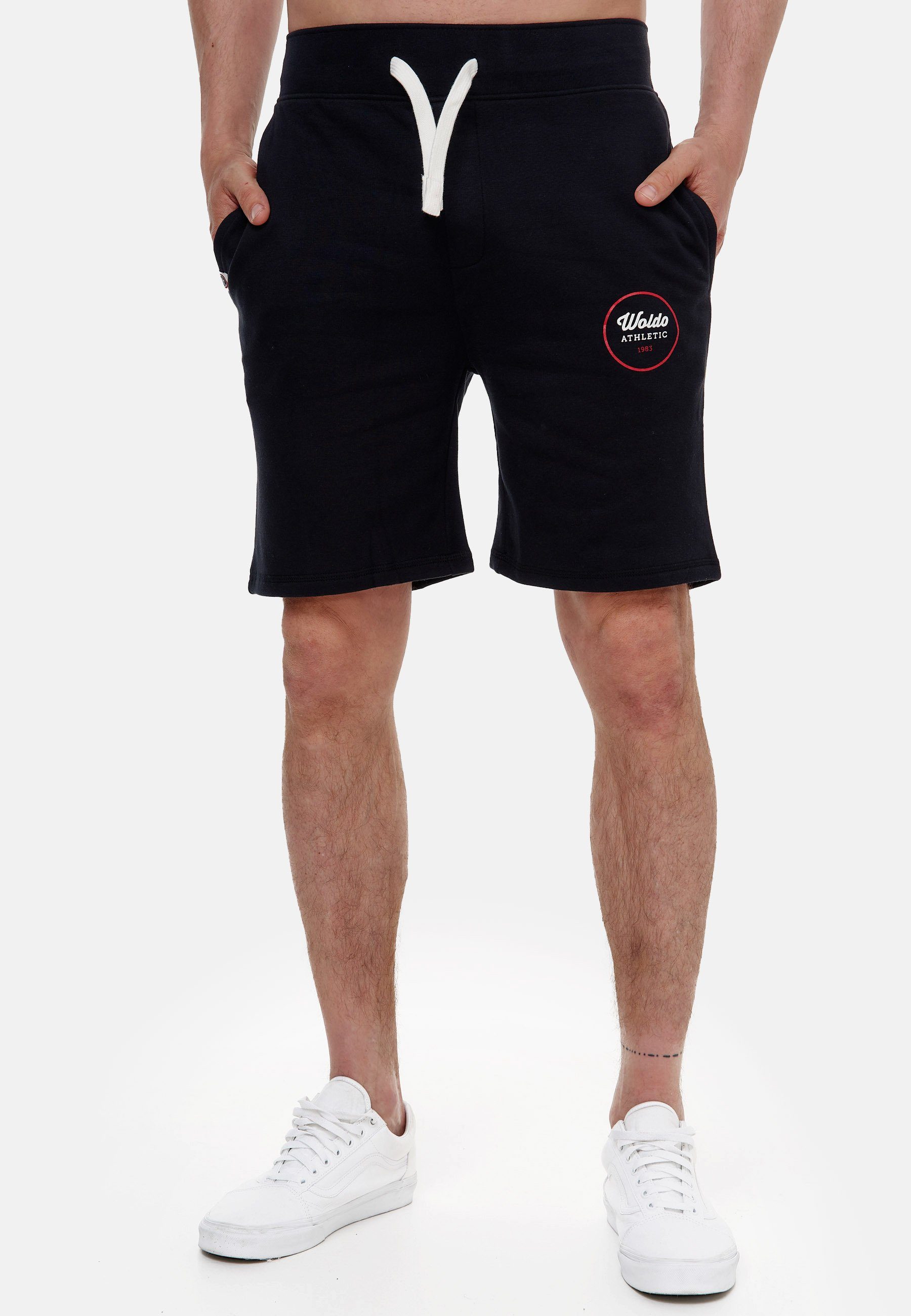 Sweatshorts Athletic Schwarz Print Sweatshorts Runder Woldo