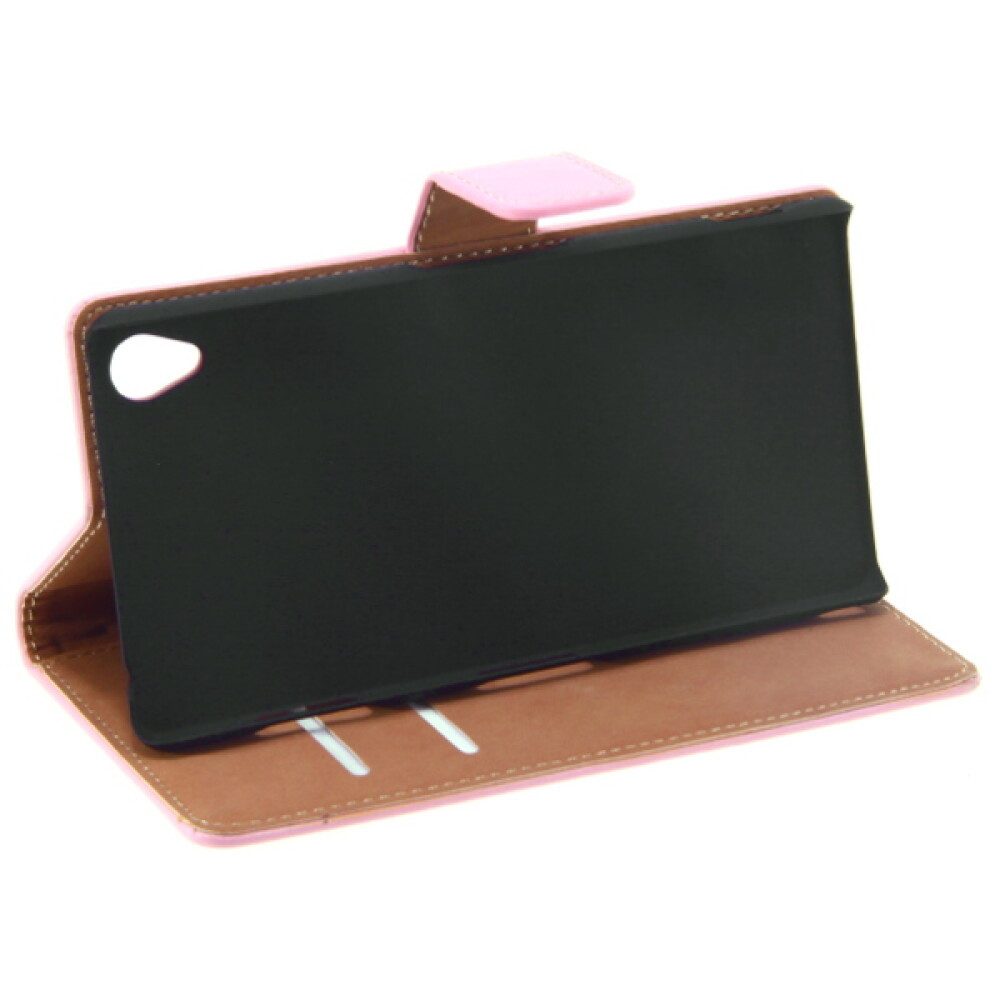 Handytasche Book Case Handyhülle für Sony Xperia Z3 Rosa Lederhülle Schutz Case (Book Cover)