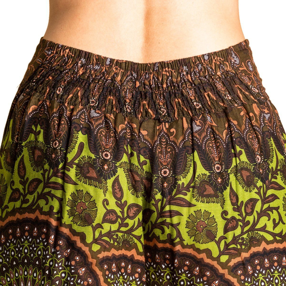 PANASIAM Palazzohose Hosenrock Sunshine Mandala-Muster aus natürlicher Viskose bequeme Boho Wickelhose Culotte Palazzohose mit weitem Bein für Urlaub oder Alltag