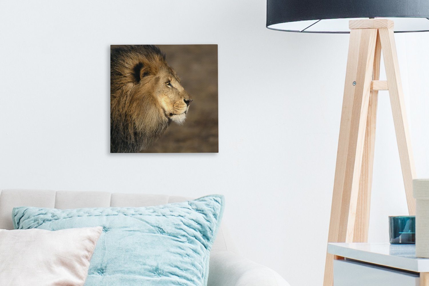 für - Schlafzimmer (1 Leinwand Bilder St), Wohnzimmer OneMillionCanvasses® Leinwandbild Afrika, - Profil Löwe