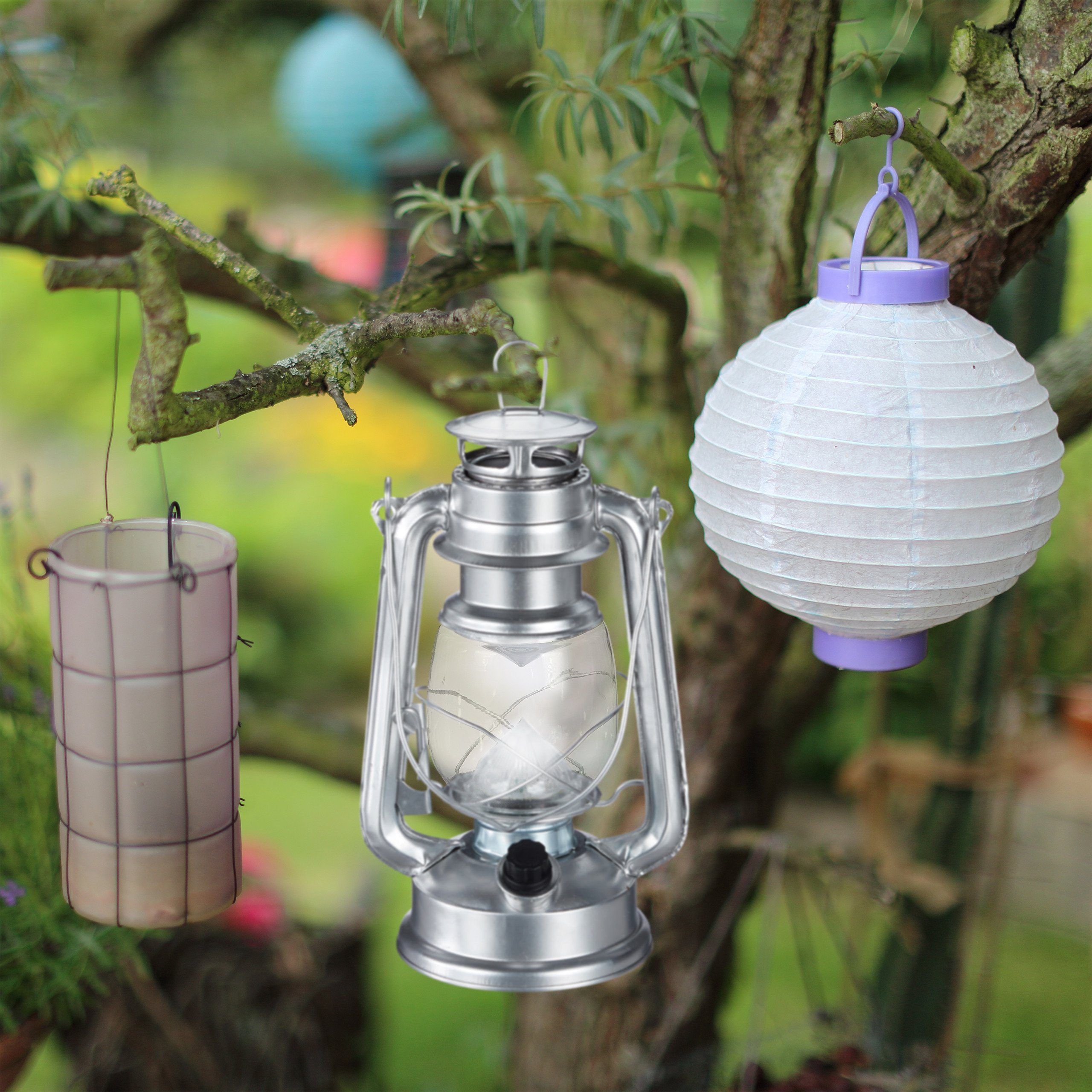 relaxdays LED Laterne Sturmlaterne LED, Silber günstig online kaufen