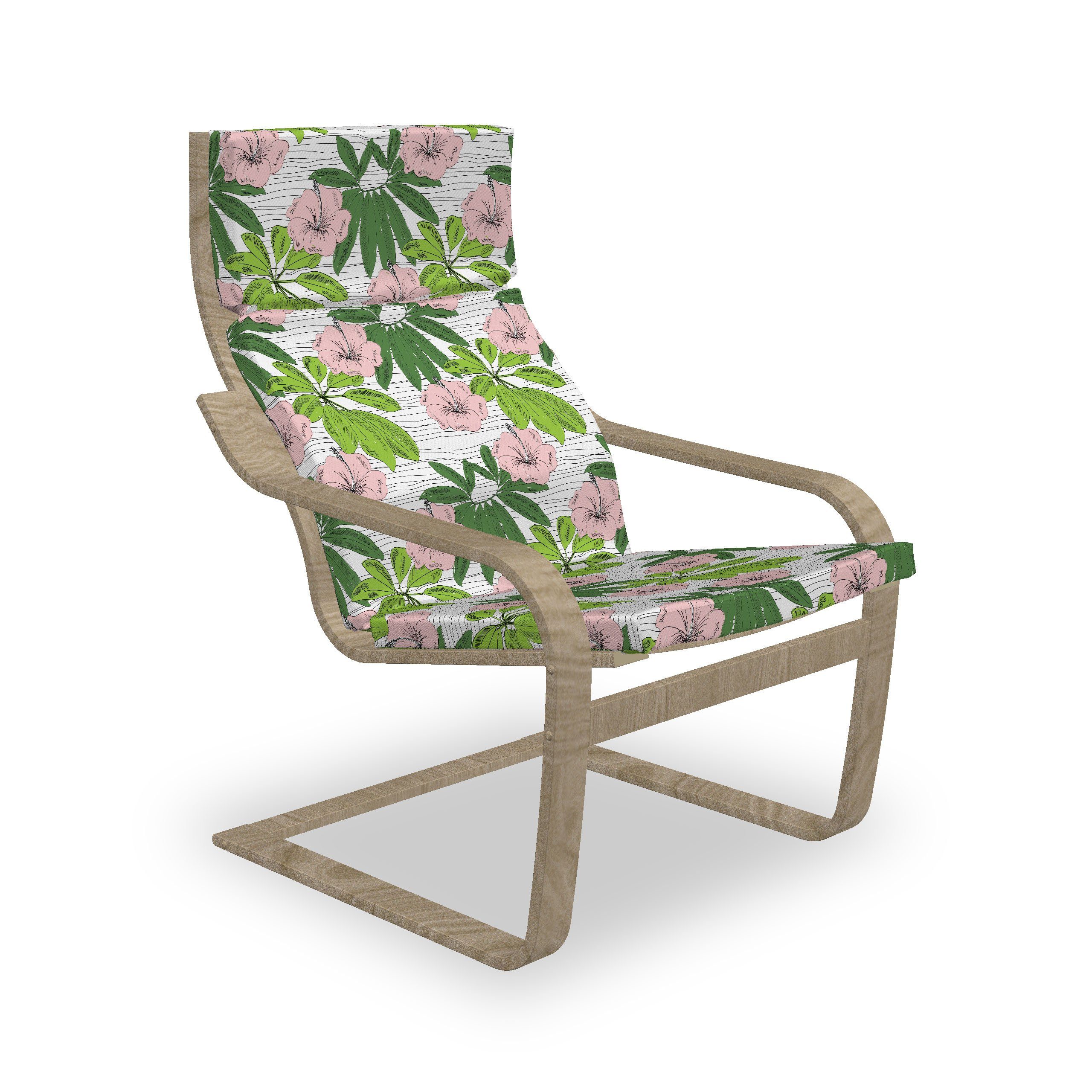 Abakuhaus Stuhlkissen Sitzkissen mit Stuhlkissen gezeichnet Tropisch Hakenschlaufe Reißverschluss, Hibiscus mit Flora und Hand