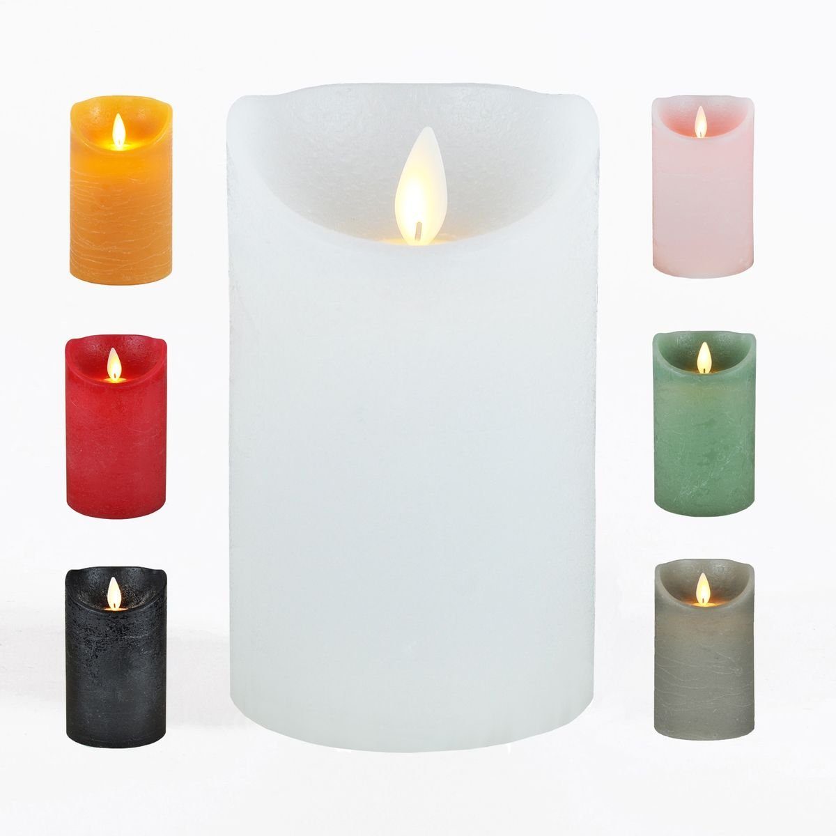 JACK LED-Kerze LED Echtwachskerze Kerze 10 / 12,5 / 15 cm Timer Ø 7,5cm Wachskerze (1-tlg), große Farb- und Größenauswahl, Echtwachskerzen mit Timerfunktion Weiß