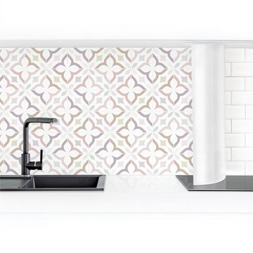 Bilderdepot24 Küchenrückwand beige dekor Abstrakt Fliesenoptik Muster Ornamente Geometrisch Livorno, (1-tlg., Nischenrückwand - für Fliesenspiegel ohne Bohren - matt), Spritzschutz Rückwand Küche Herd - Folie selbstklebend versch. Größen
