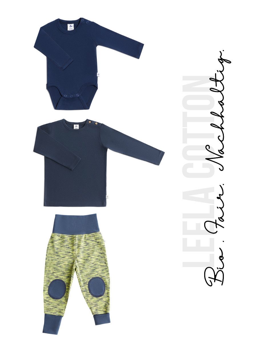 Leela COTTON Neugeborenen-Geschenkset Hose, Body & Langarmshirt