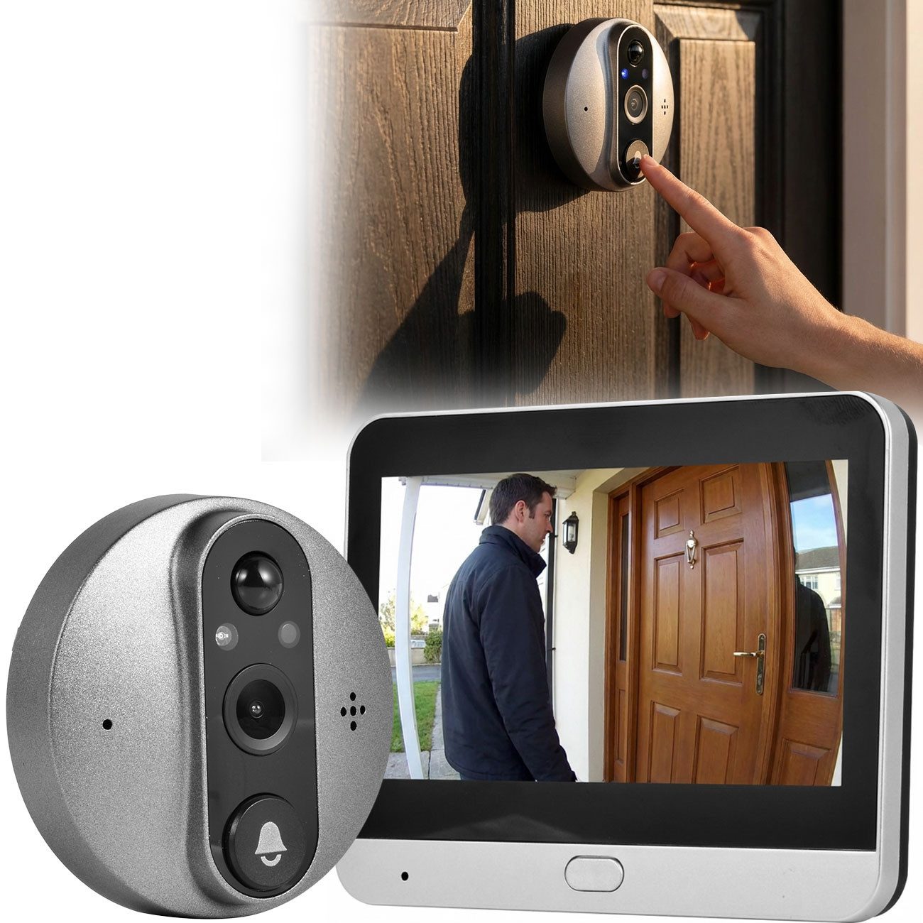 Technaxx Türspion WLAN Türspion mit Kamera, 4,3" LCD Display 3MP Video & Klingel, (1-St) Mit Infrarot-Nachtsicht