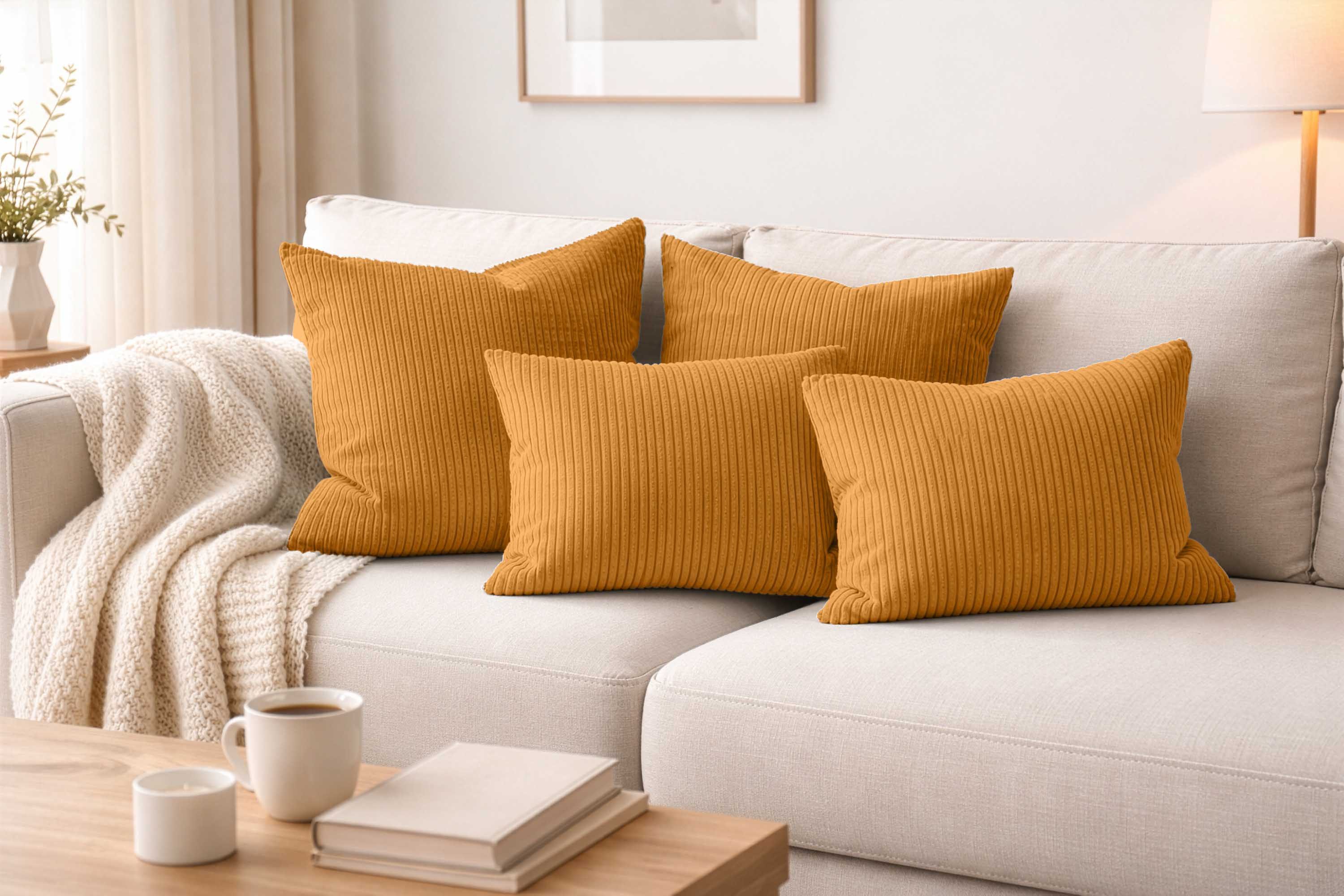 Amilian Dekokissen - Kissen Set 4er - Sofakissen mit Füllung 2x 50x50 + 2x 35x45cm, (4 Stück) Kuschelkissen - Zierkissen mit Kissenfüllung - Couchkissen