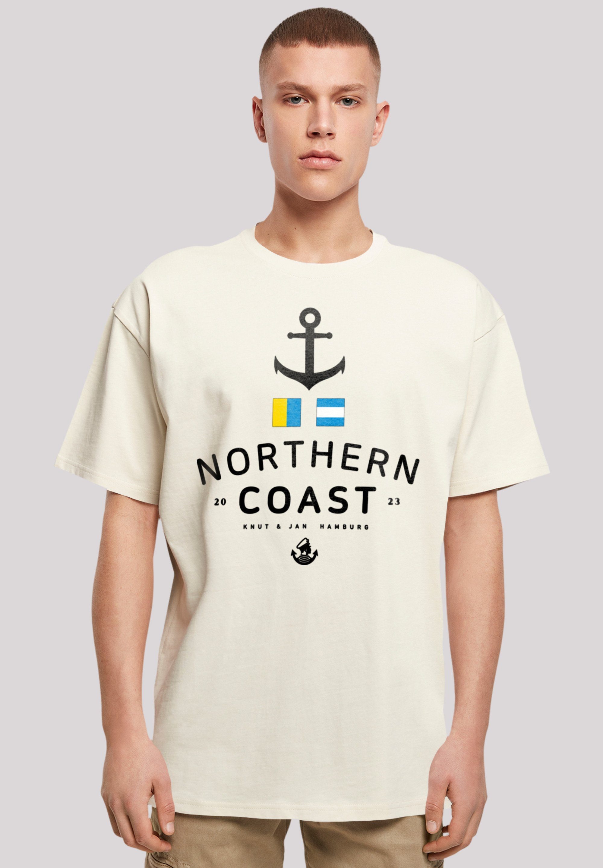 F4NT4STIC T-Shirt Nordsee Nordic Coast Knut & Jan Hamburg Print sand