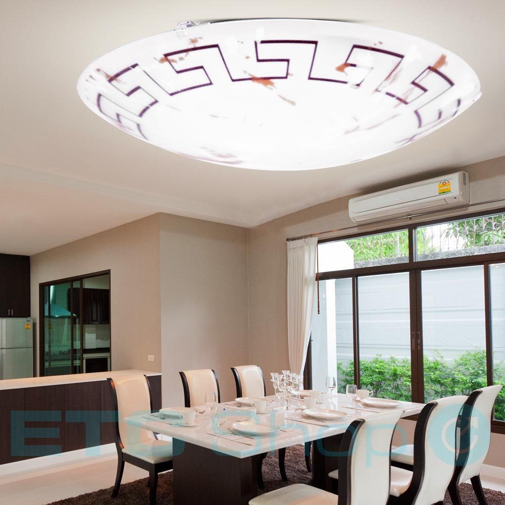 EGLO LED Deckenleuchte, Leuchtmittel inklusive, Warmweiß, Retro LED Decken Strahler Wand Esszimmer Lampe Glas Motiv Antik Küchen