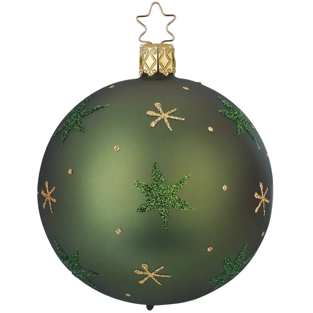 INGE-GLAS® Weihnachtsbaumkugel Christbaumkugel Sternenhimmel Jagdgrün matt Ø 8cm Inge-Glas (1 St), mundgeblasen, handbemalt