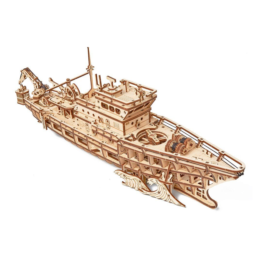 WoodTrick 3D-Puzzle WoodTrick Calypso Ozean Entdeckerjacht 3D Puzzle, 565 Puzzleteile