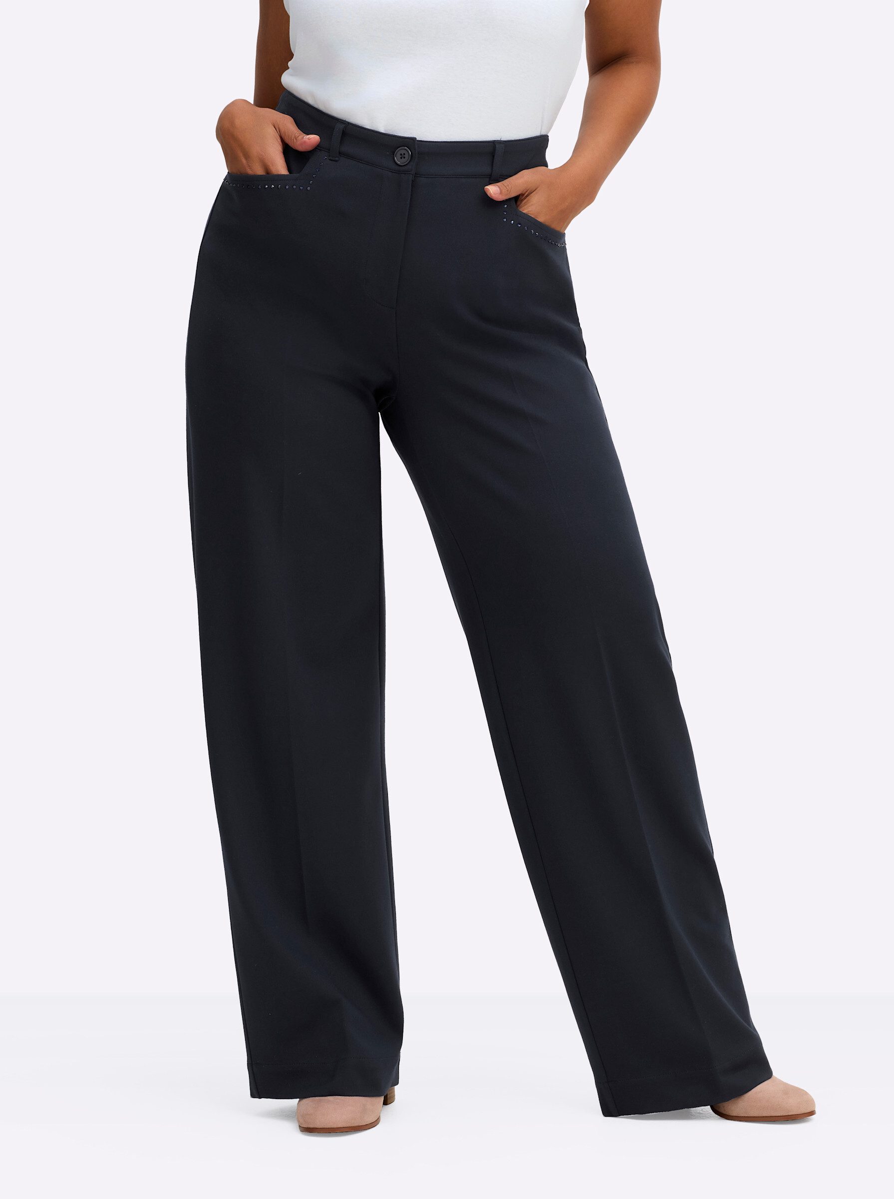 Sheego Jerseyhose Jerseyhose Innenbeinlänge ca. 80 günstig online kaufen