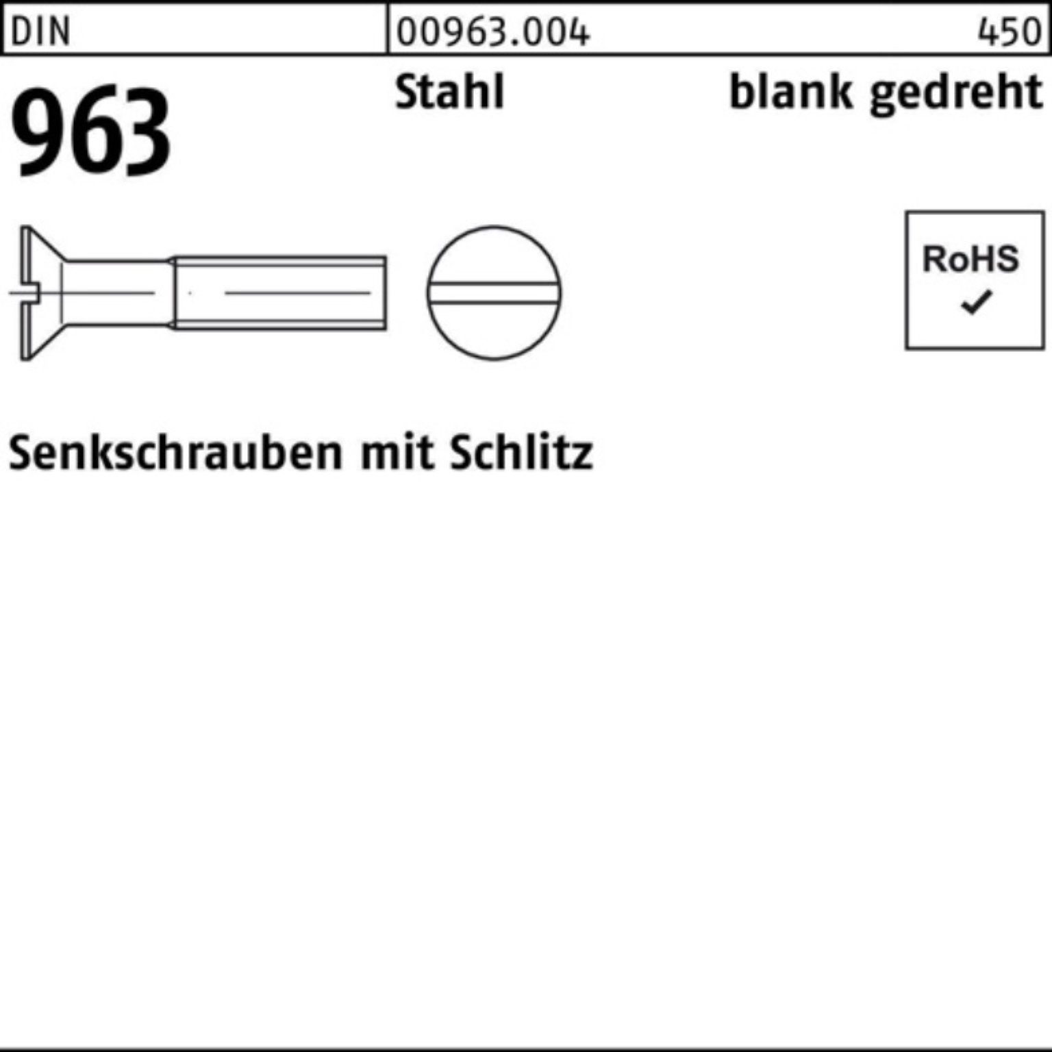Senkschraube gedreht Schlitz Pack Stahl Stü 8 963 Senkschraube Reyher M1,4x 100er 100 DIN