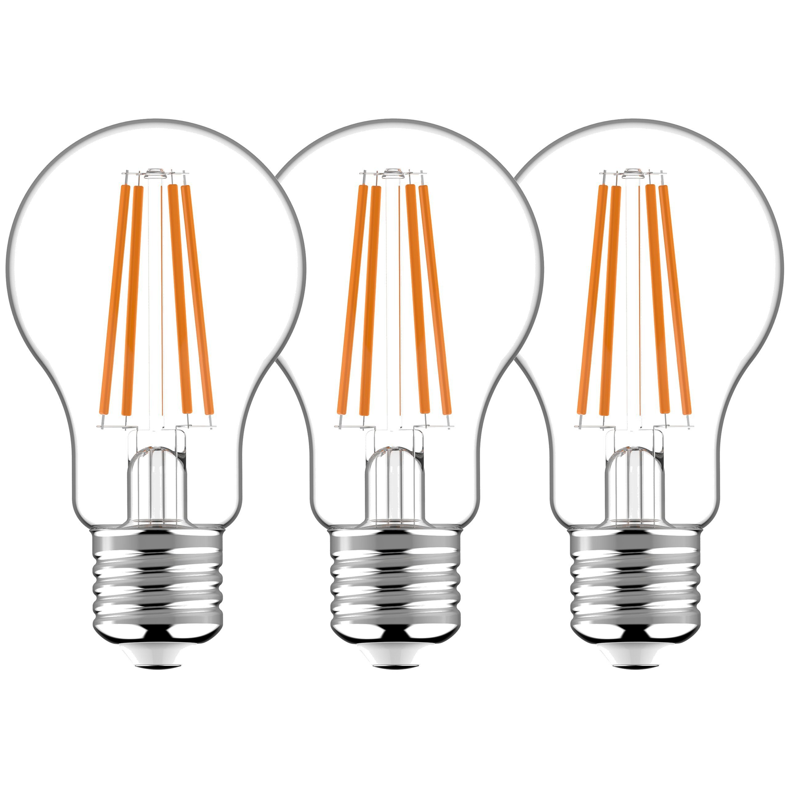 LED's light LED-Leuchtmittel 0620179 LED Birne, E27, E27 7,0W warmweiß Klar A60 3-Pack