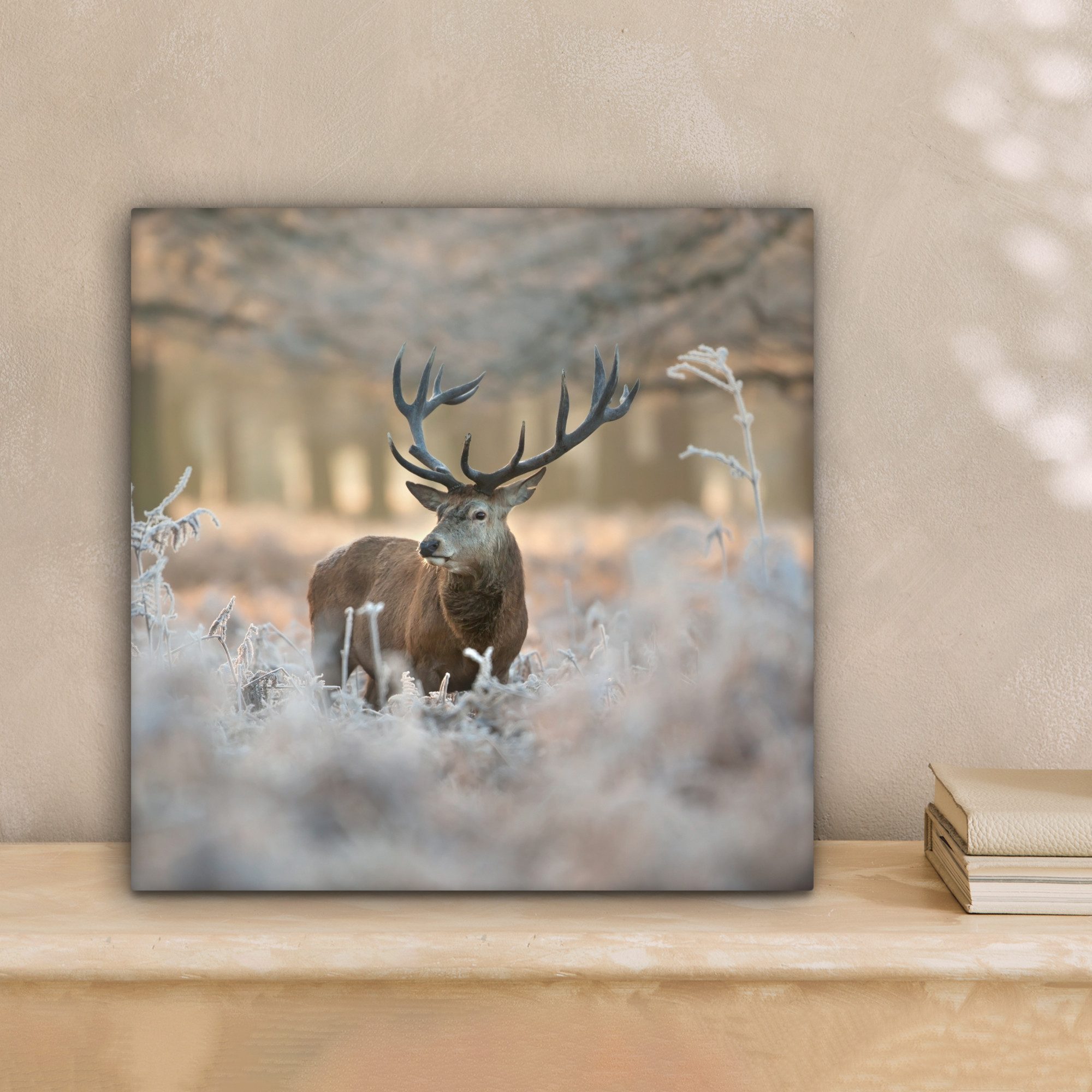 OneMillionCanvasses® Leinwandbild Hirsche - Tiere - Winter, Fotodruck (1 St günstig online kaufen