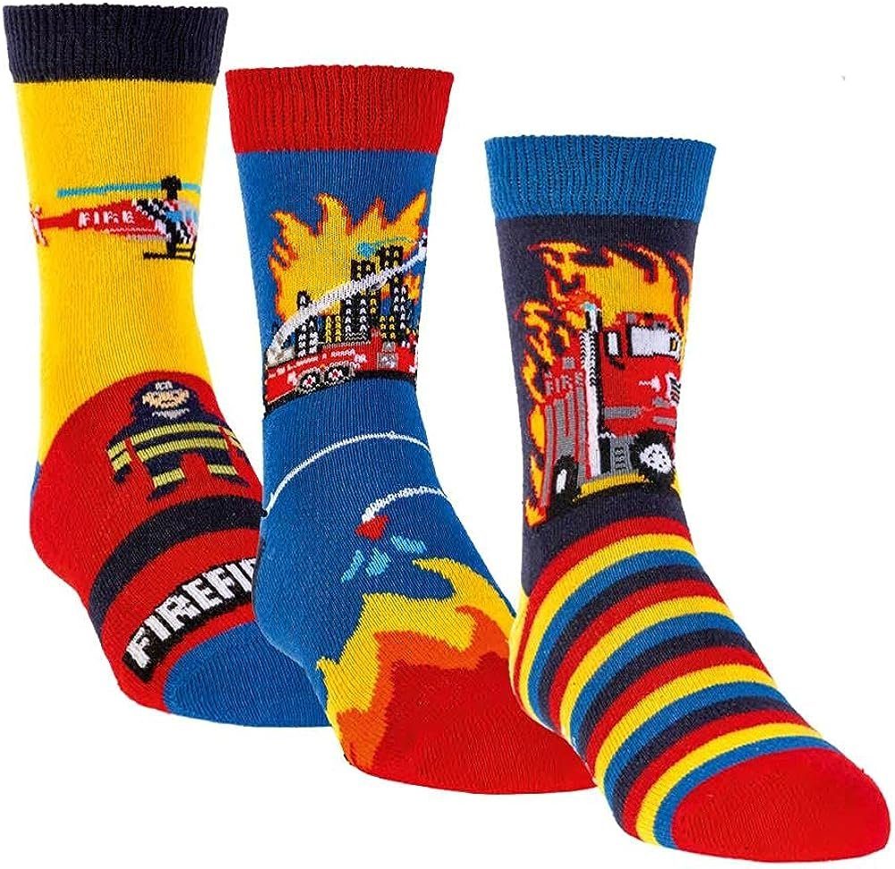 Freizeitsocken 3 Paar Kinder Stoppersocken Feuerwehr, Vollfrottee ABS Kinder-Socken