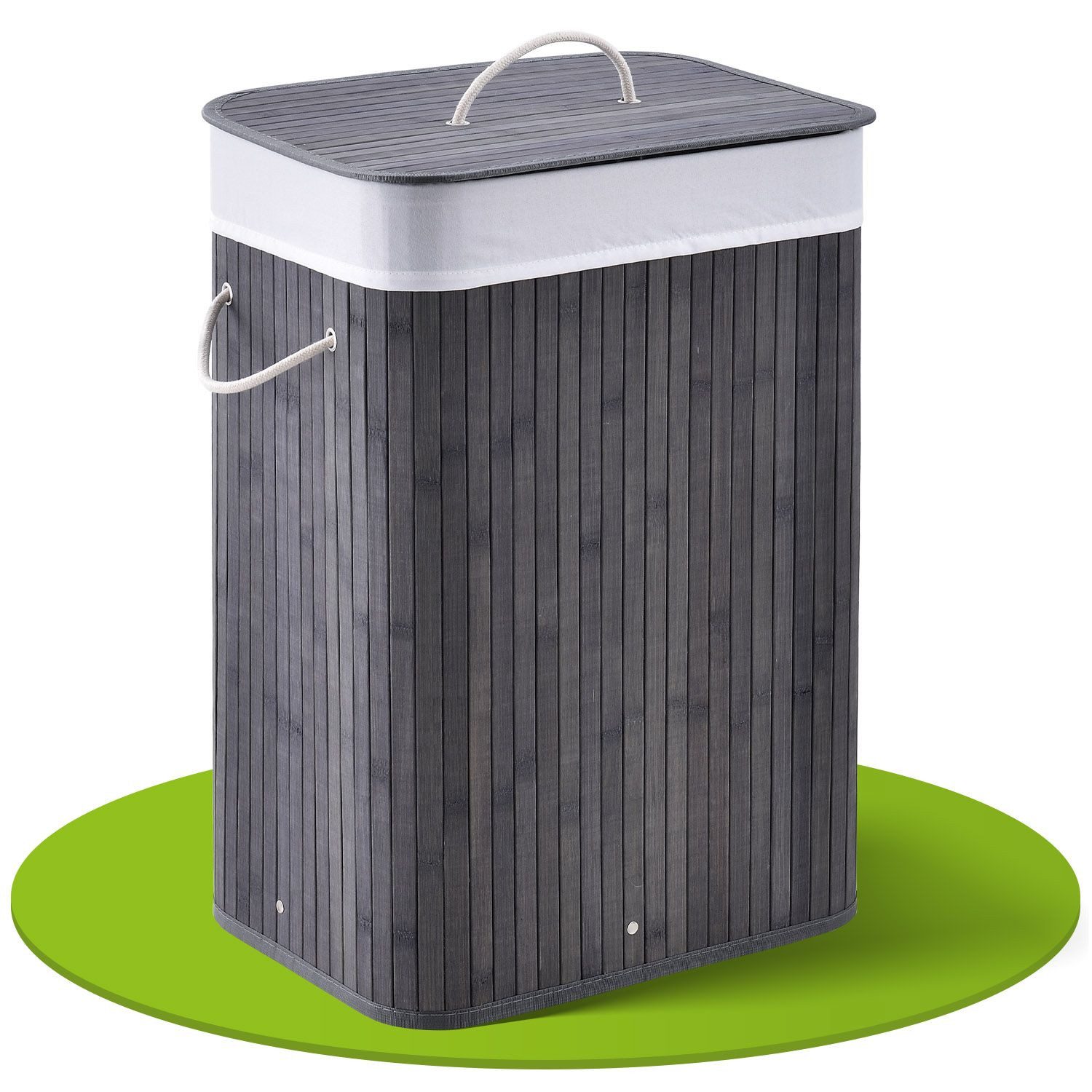 Juskys Wäschekorb Curly 72 L, 72 l, mit Tragegriffe, Deckel, Wäschesack was günstig online kaufen