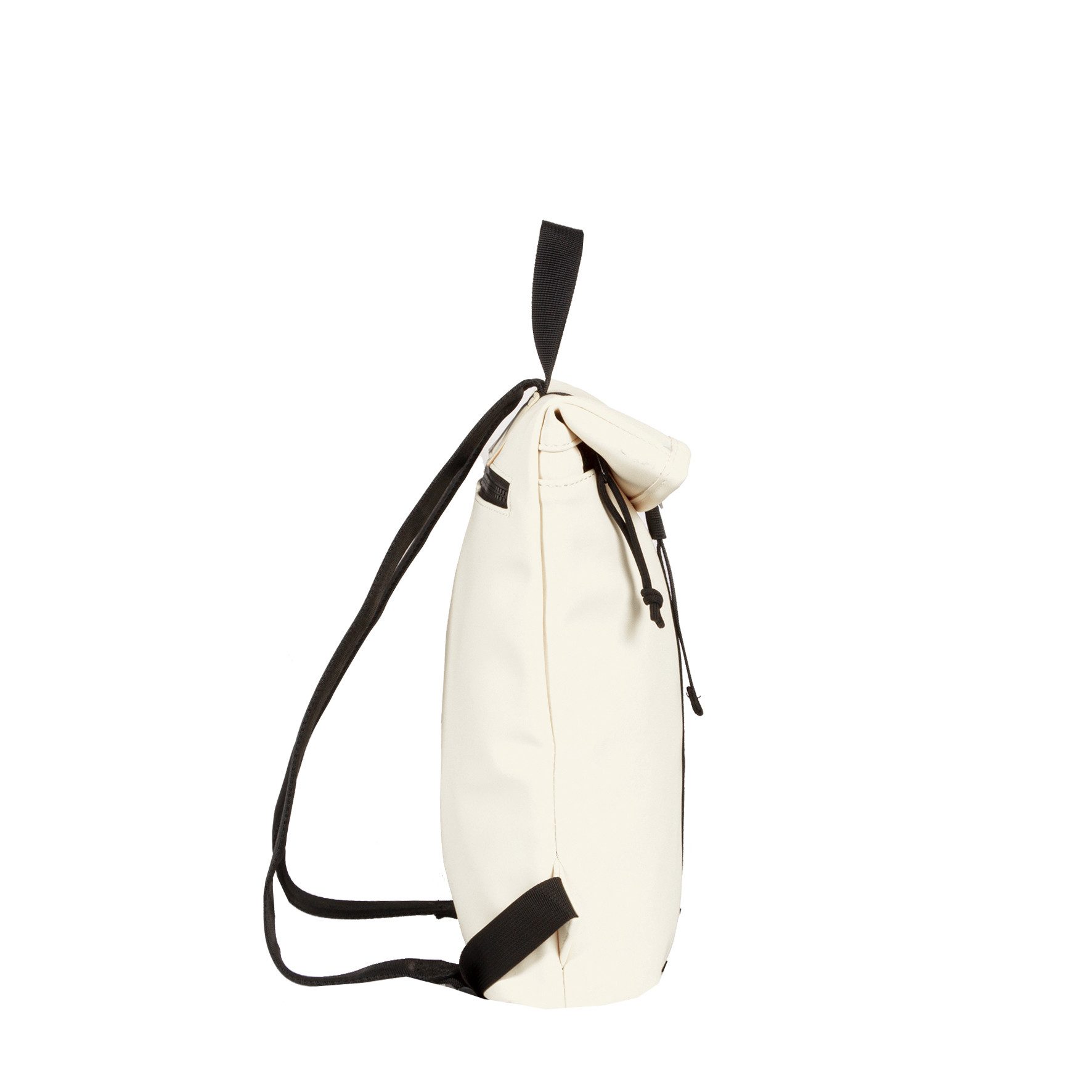 NEW REBELS Cityrucksack kleiner Roll Up RollTop Kurier Rucksack Mart Los Angeles, wasserabweisendes Planenmaterial, cremeweiß