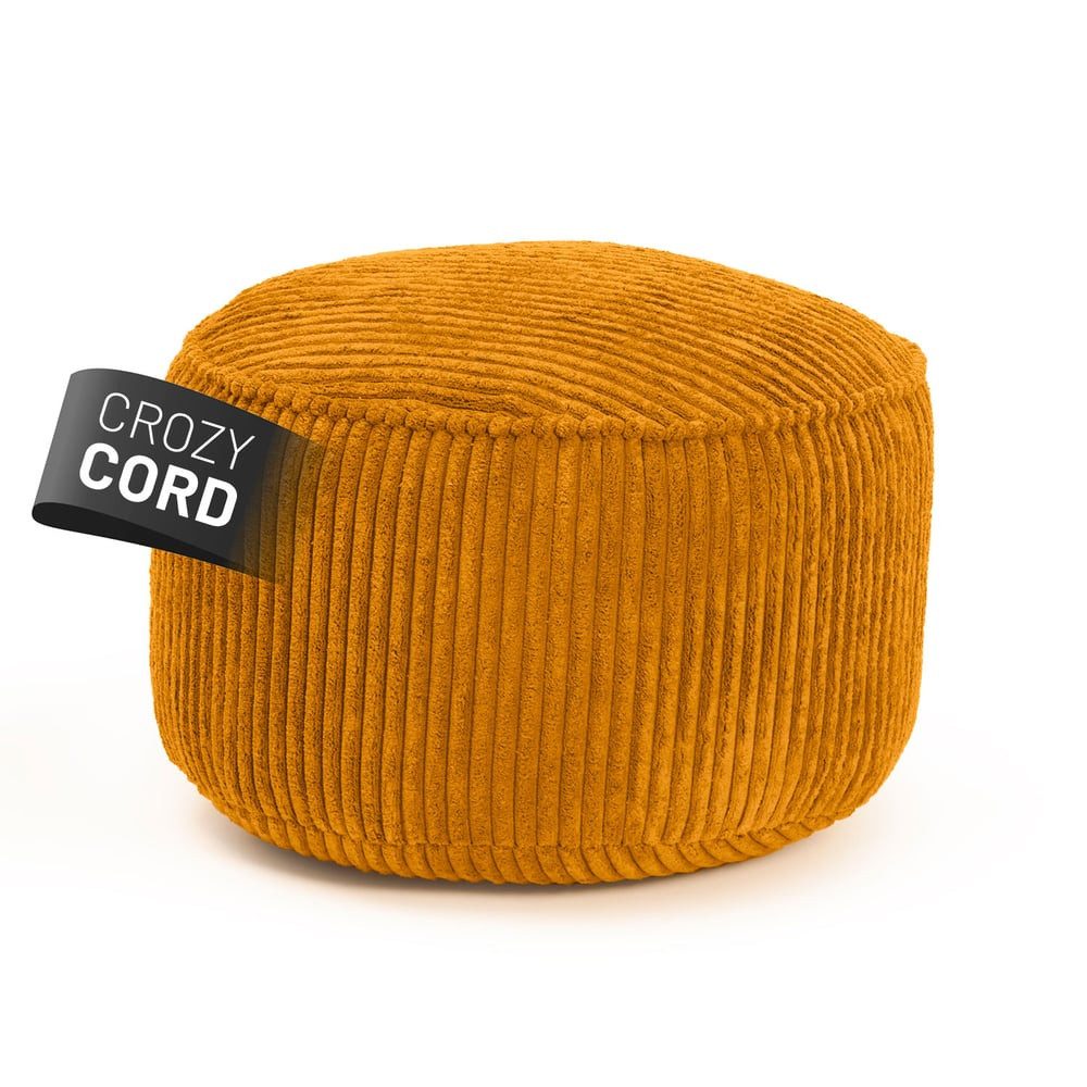 Lumaland Sitzsack Sitzsack-Hocker Pouf rund Cord 50l senfgelb, supersofte Füllung EPS-Perlen
