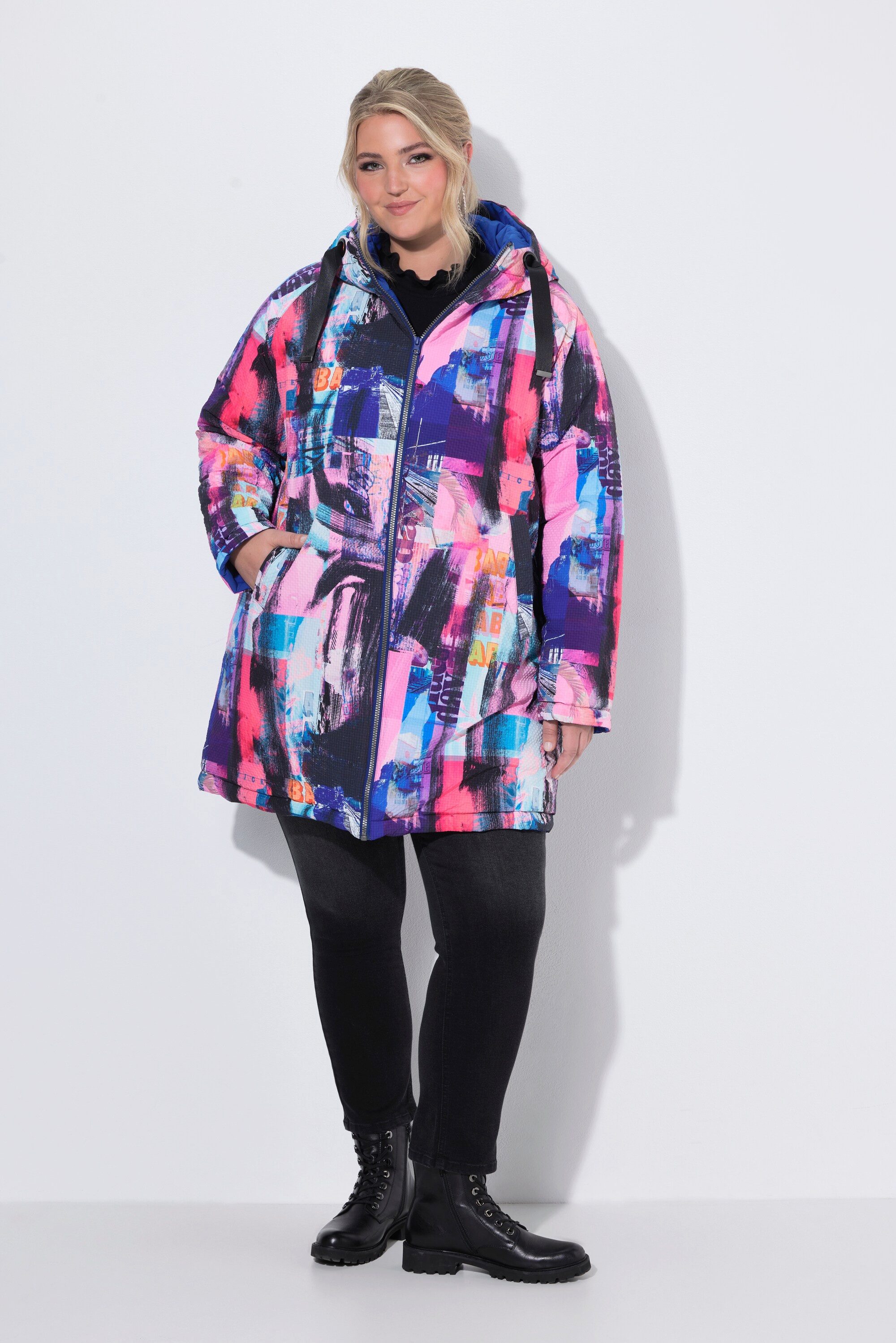 Angel of Style Wendejacke Wendejacke Muster/uni Kapuze Zipper Langarm