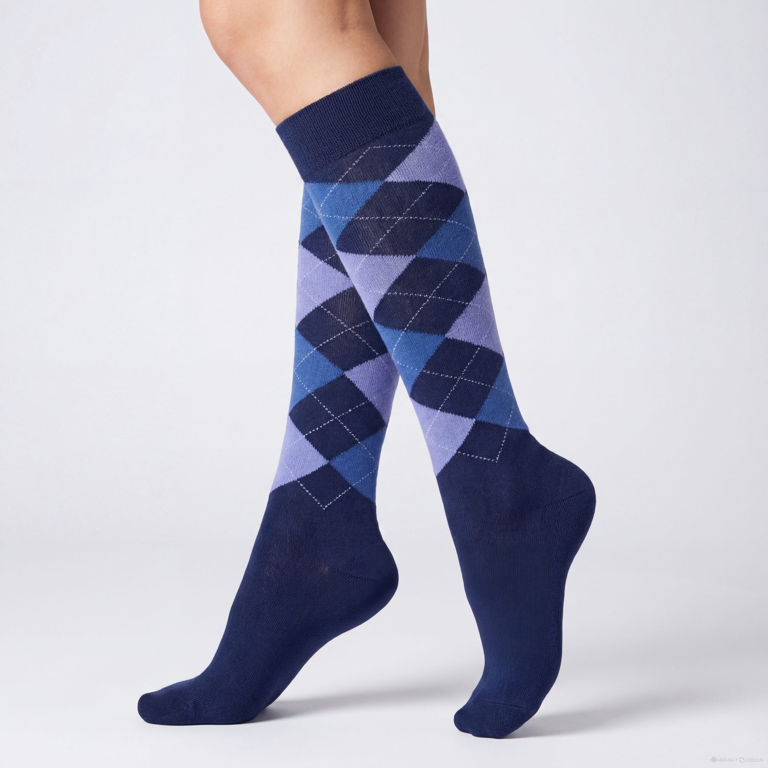 Sockenhimmel Kniestrümpfe 6 Paar warme Damen Kniestrümpfe mit buntem Karomuster Vollfrottee im Fuß & Schaft, mit Komfprtbund