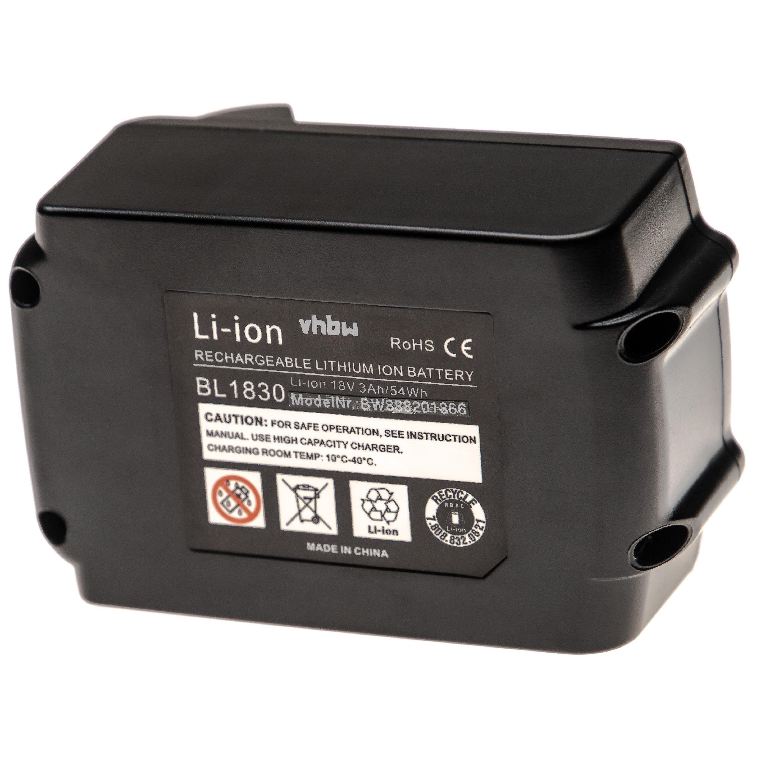 LXLM01W, für passend LXJP02, vhbw Akku LXHU02Z, Makita LXLC01Z1, LXLC01, 3000 mAh