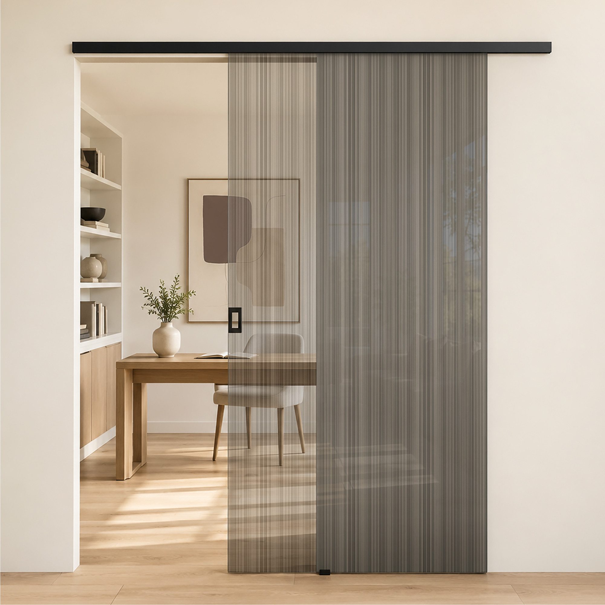 Mai & Mai Glasschiebetür Komplettset schiebetür softclose 8mm ESG aus Alu H: 205cm Mu001, Aluminiumkonstruktion