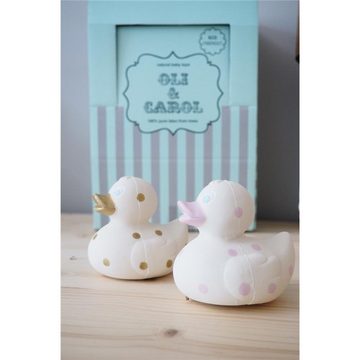 Oli&Carol Beißring Small Ducks Dots Pink Ente Zahnungshilfe, Badespielzeug Greifling für Babys