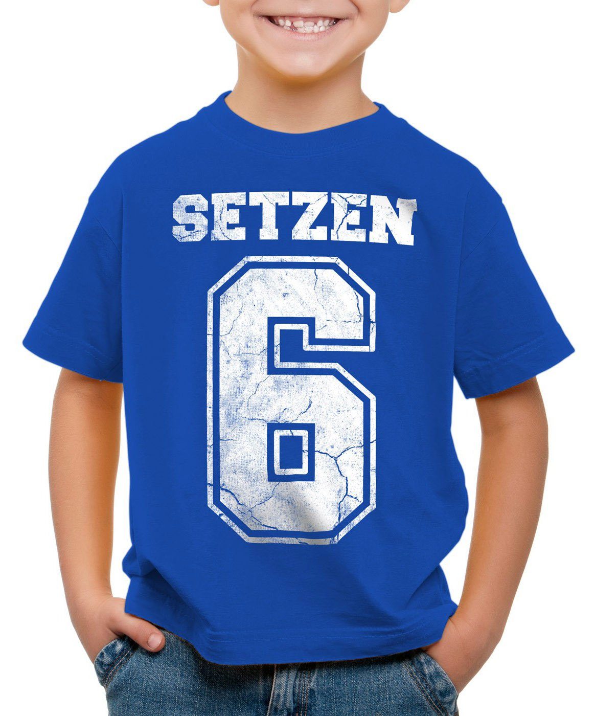 style3 Print-Shirt Kinder T-Shirt Setzen Sechs schule zeugnis abschluss blau | T-Shirts