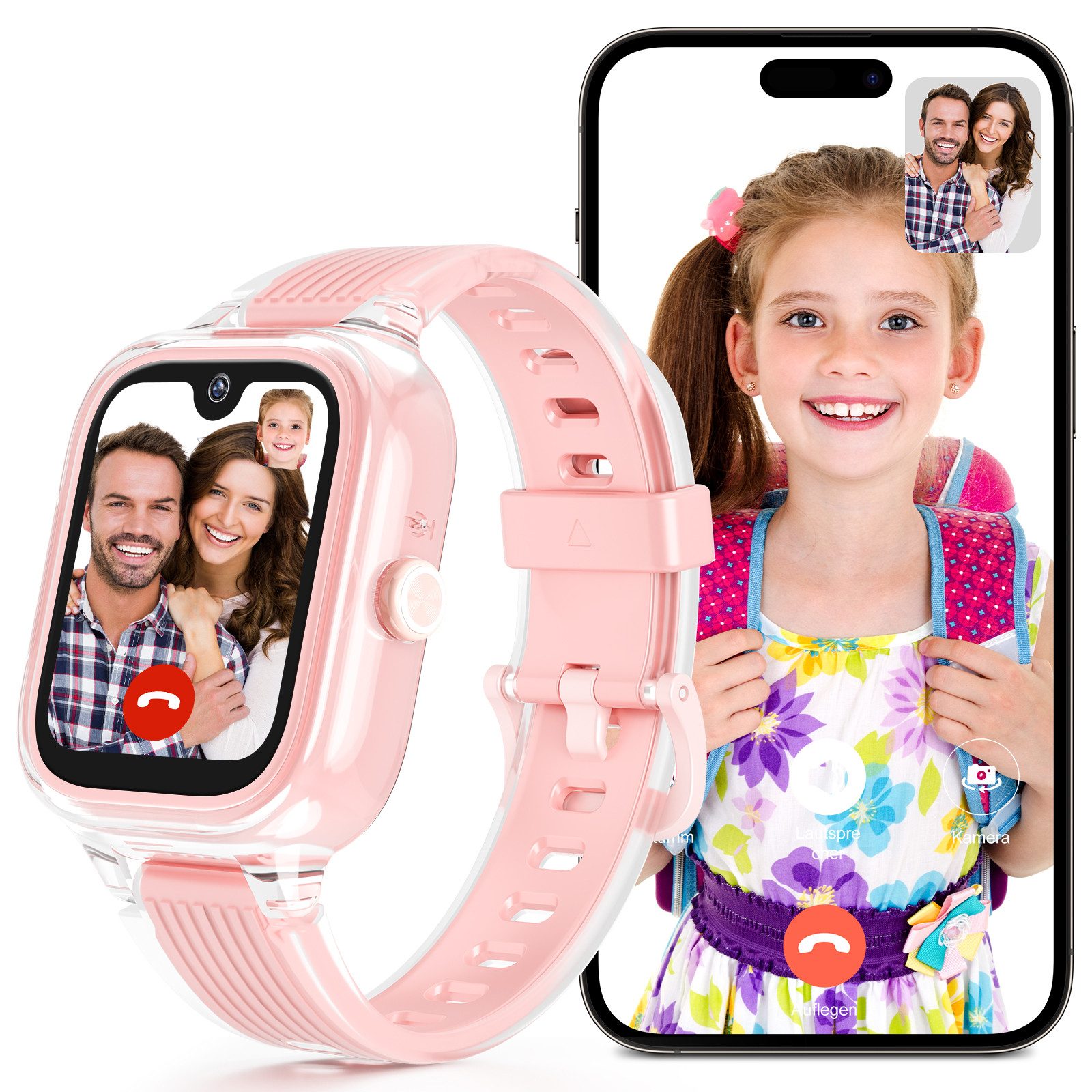 AMOLED Smartwatch Kinder mit 4G Anruf für Gesundheitsüberwachung Smartwatch