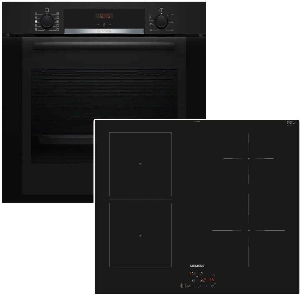 BOSCH Backofen-Set Teleskopauszug Dampfunterstützung Hydrolyse 71 Liter PowerBoost 60cm, mit 1-fach Teilauszug, Hydrolyse