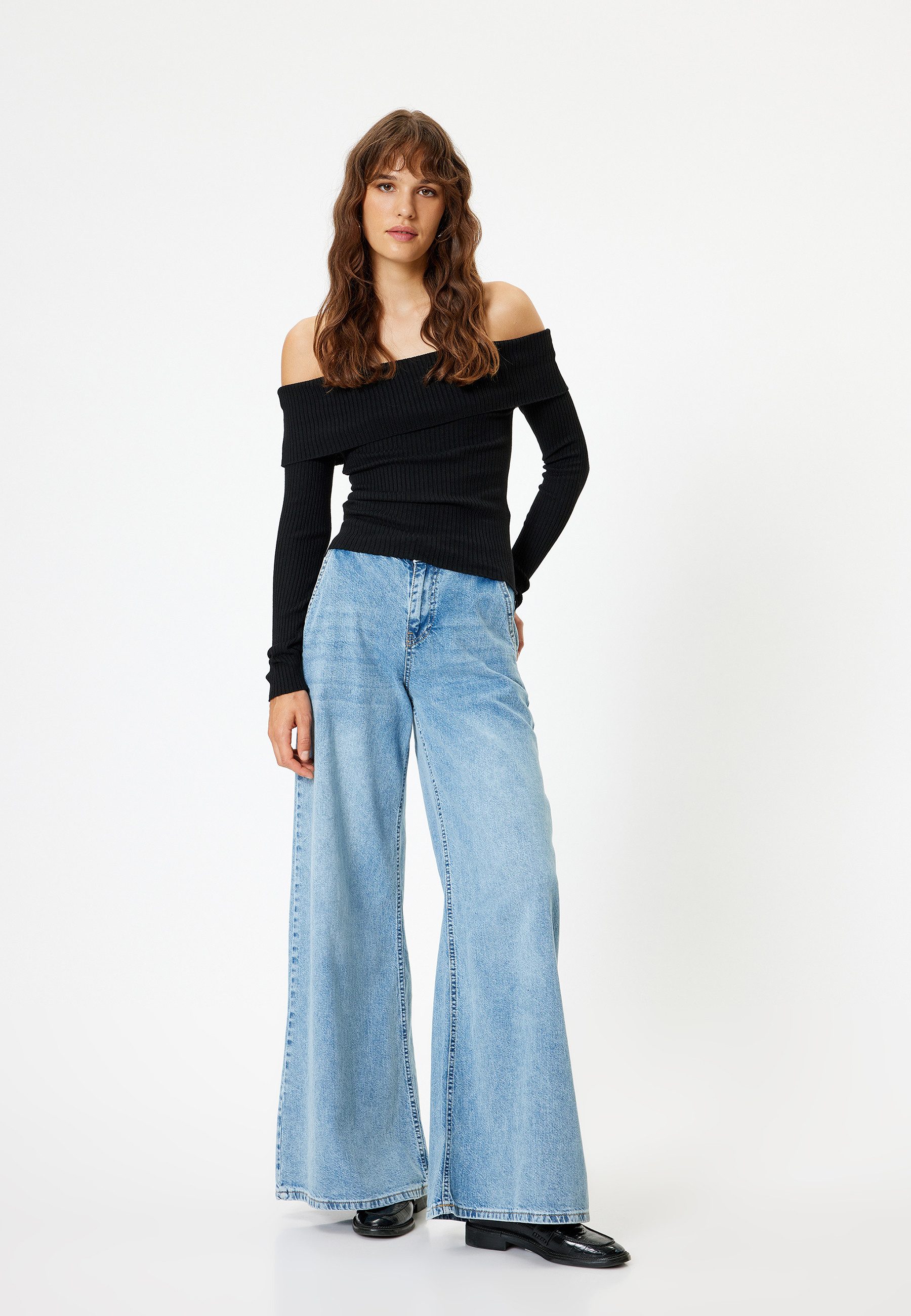 Koton Strickpullover Halb Schulterfrei Regular