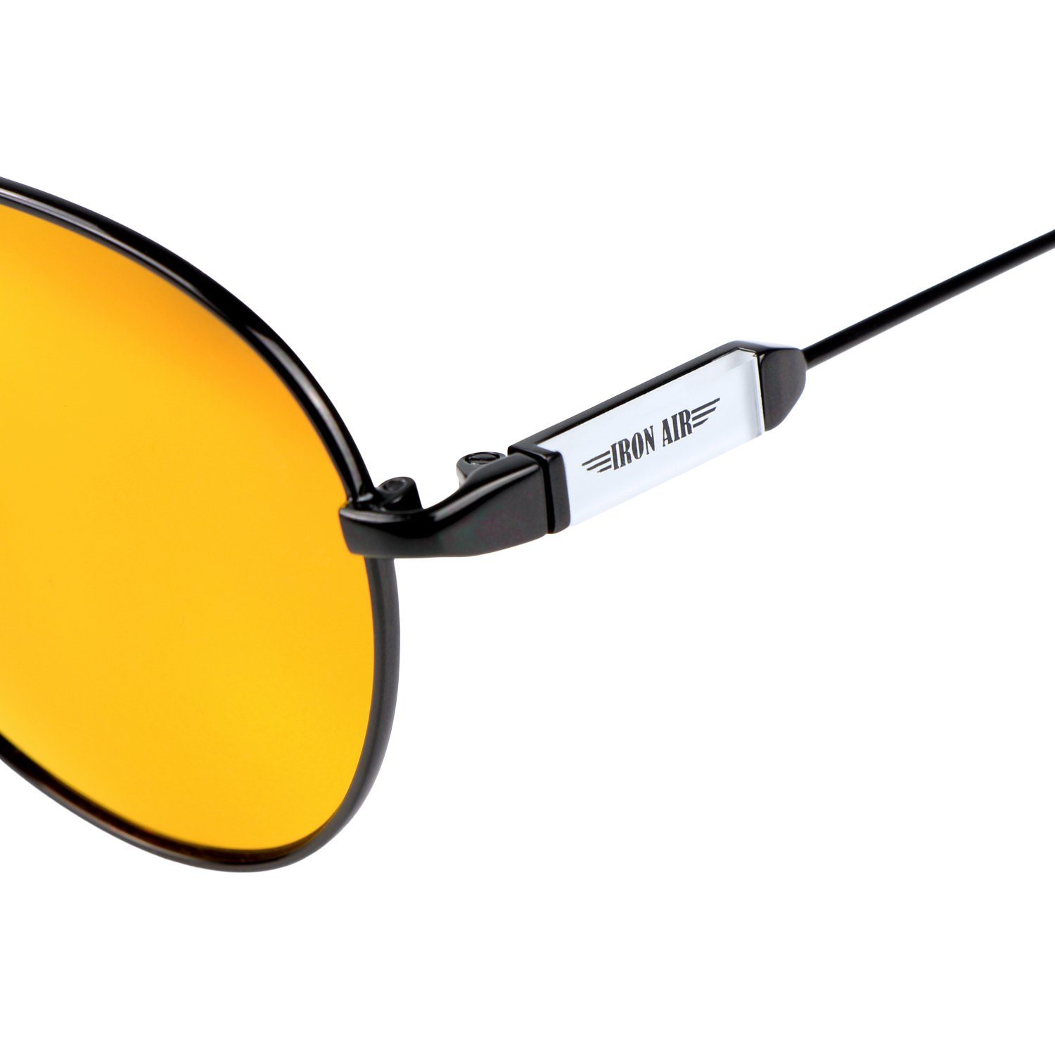 ActiveSol SUNGLASSES Brillenputztuch Memory Flieger-Brille Pilotenbrille 10 (inklusive Kinder, Metall Metall - Sonnenbrille Schwarz im Nasenbügel Bügel - für 6 Schiebeschachtel) Verspiegelt und Jahre, Orange mit