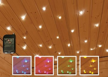 Karibu Saunaleuchte Sternenhimmel, Halogen, LED fest integriert, Farbwechsler, Leuchtet in 5 versch. Farben, mit Fernbedienung