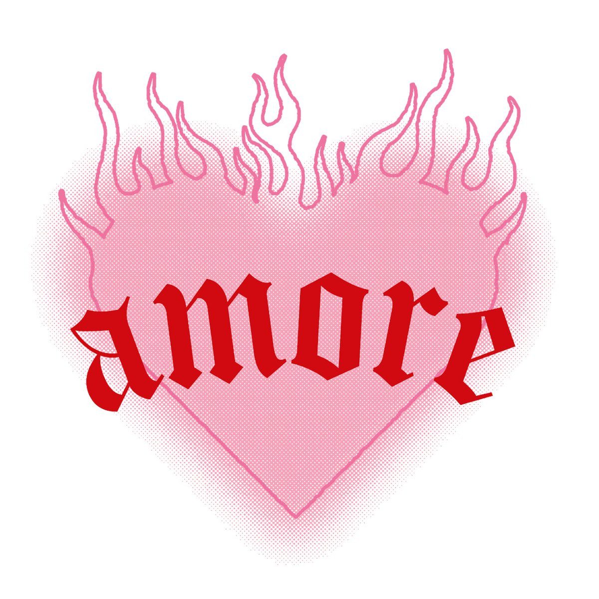 Spreadshirt Aufkleber Amore Festival Y2K Herz Mit Flammen Sticker Aufkleber