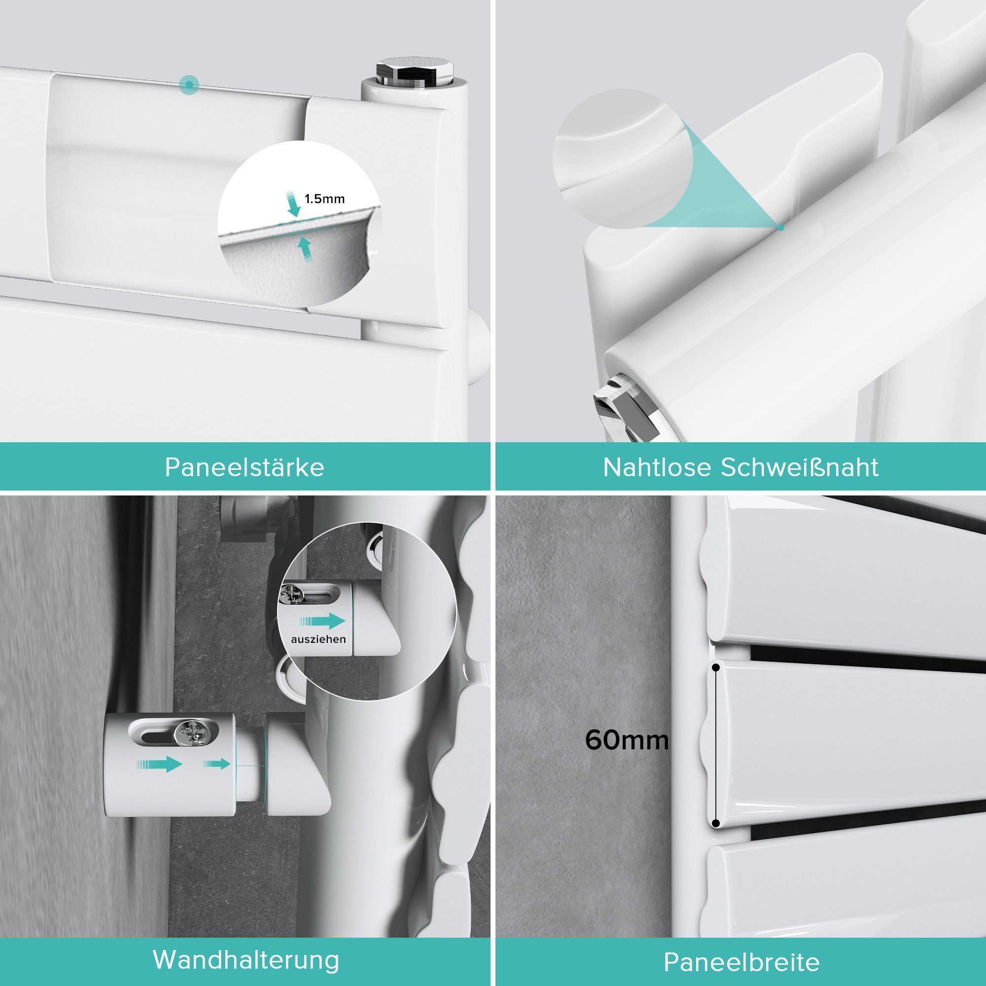 doporro Badheizkörper Badheizung Paneelheizkörper Horizontal Mittelanschlus günstig online kaufen