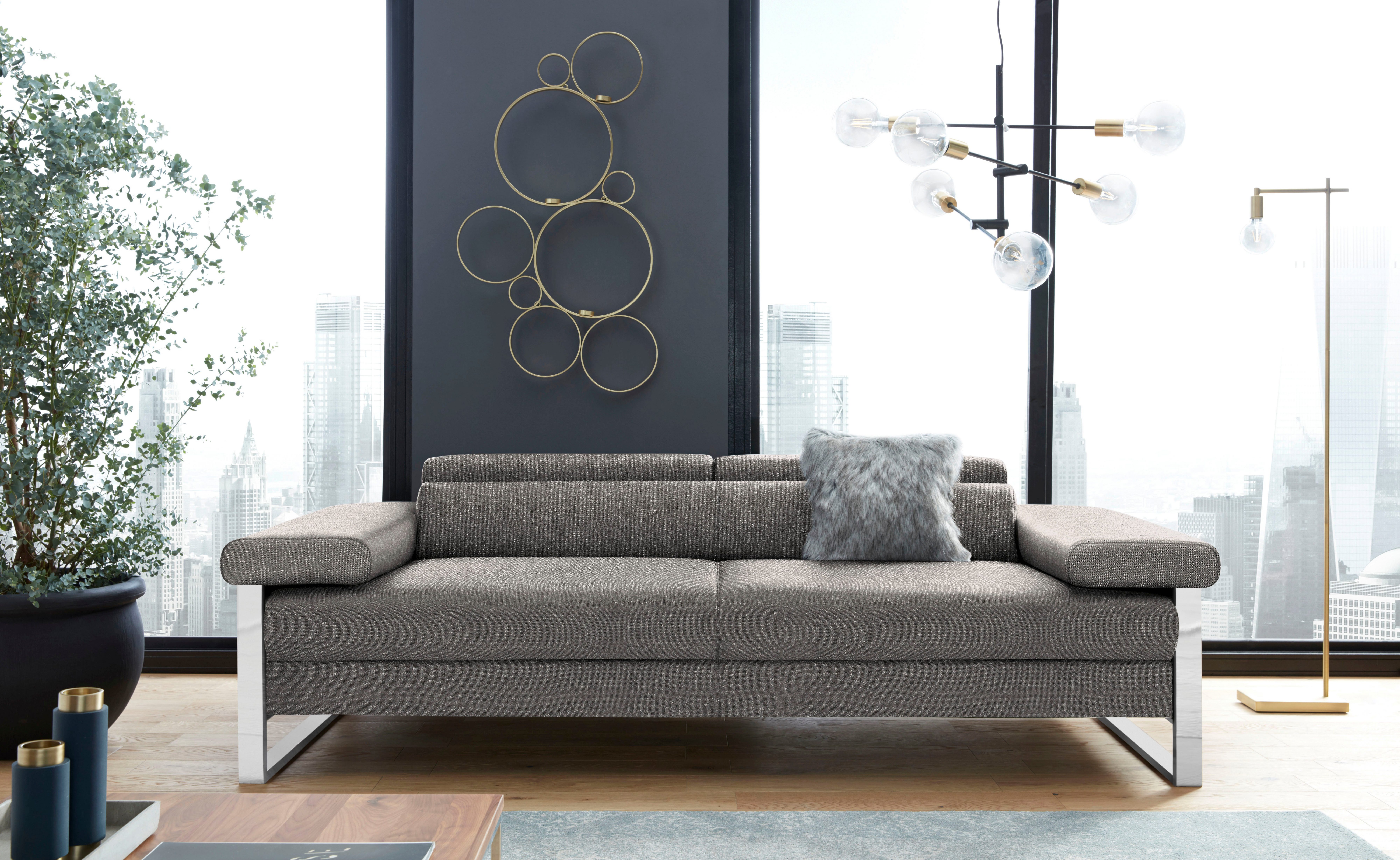 W.SCHILLIG 2-Sitzer finn, German Design Award 2016, Fußgestell Chrom glänzend, Breite 230 cm