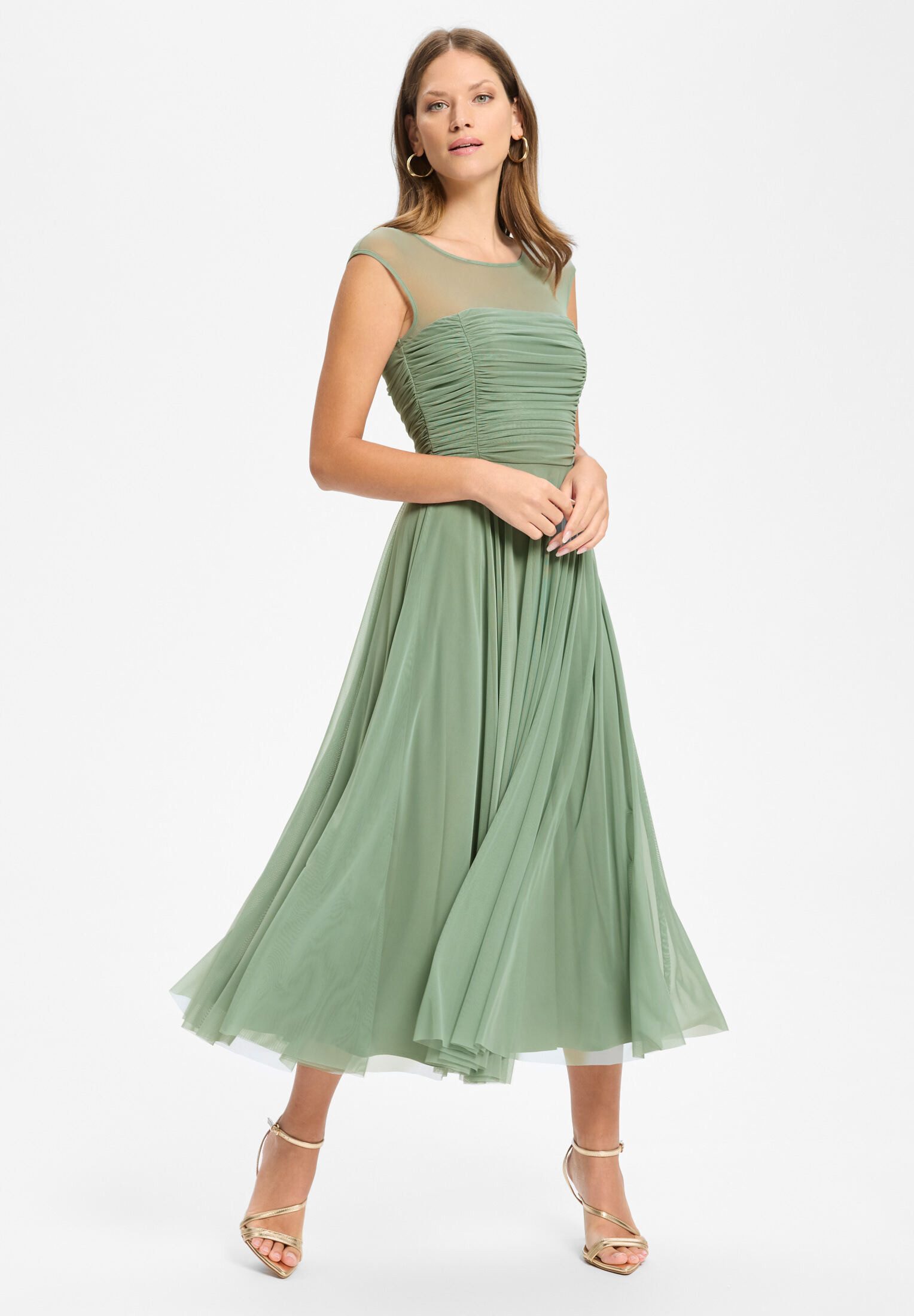 SWING Cocktailkleid - Cocktailkleid aus Mesh mit geraffter Korsage Taillierter Schnitt mit fließendem Rockteil