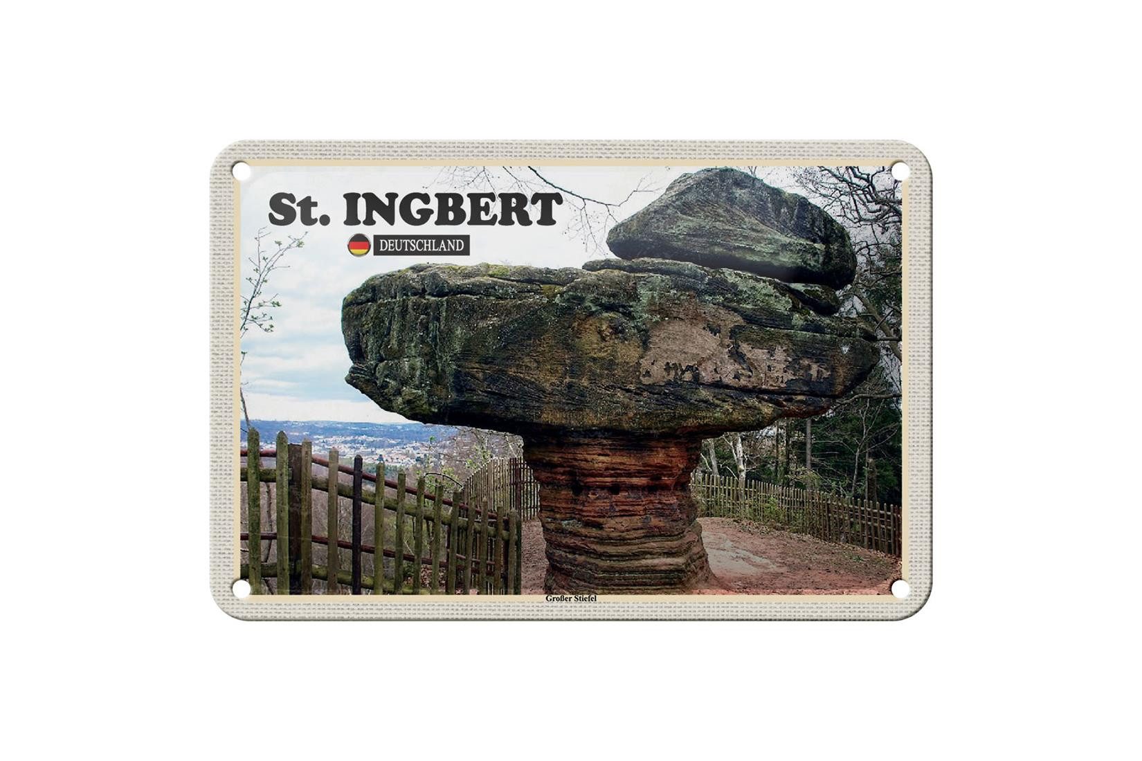 Femer GmbH Metallschild Städte St. Ingbert Großer Stiefel Trip 18x12cm Schild, (1 St), gewölbte Oberfläche, abgerundete Ecken, umgeschlagene Kanten