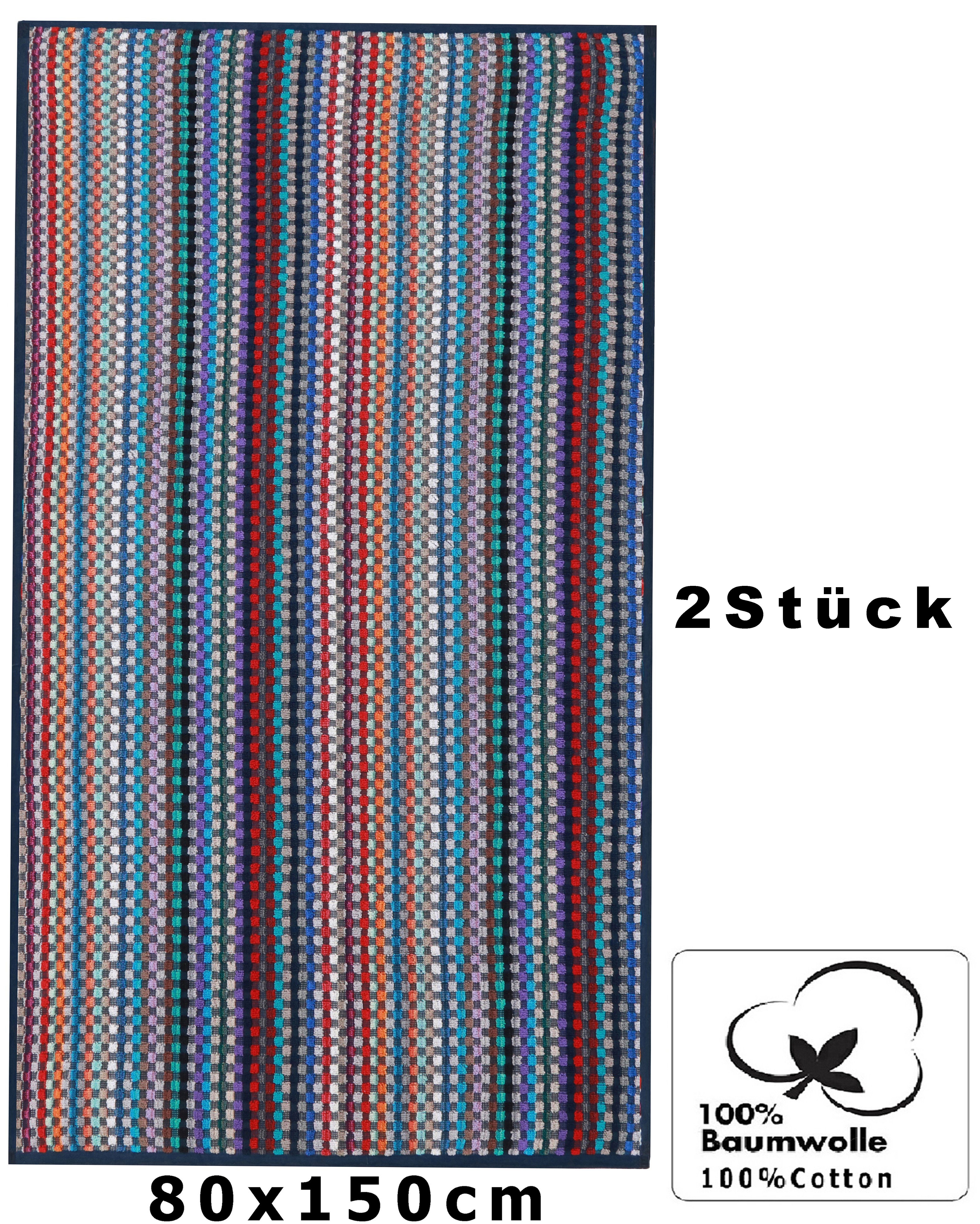 Betz Badetuch 2 Stück XXL Duschtücher Karo BUNT