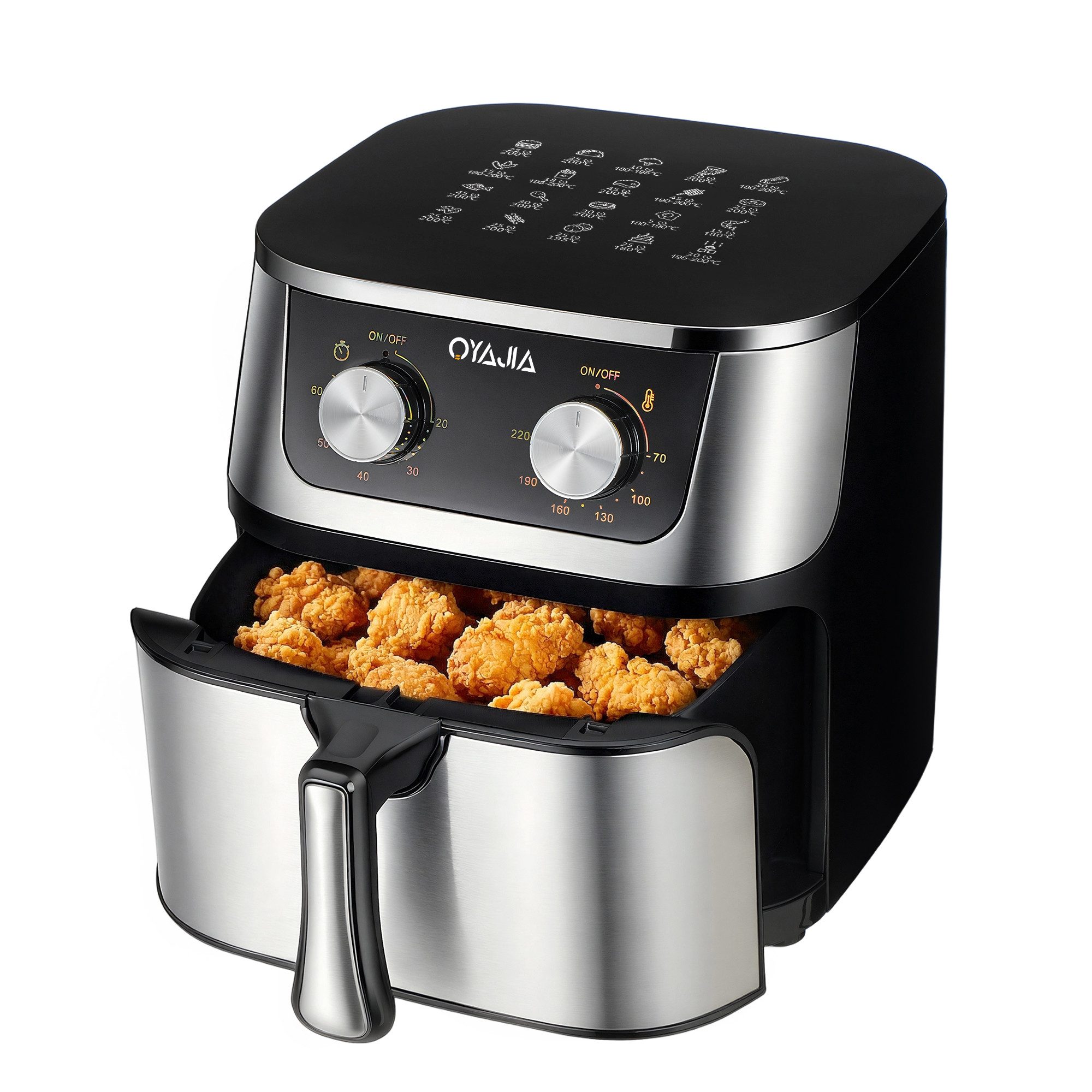 oyajia Heißluftfritteuse 10,5 L Airfryer, einfache Bedienung, ölfreies Frittieren, 60 Min Timer, bis zu 200° C, Antihaft-Beschichtung, 1800,00 W, fettarmes Kochen