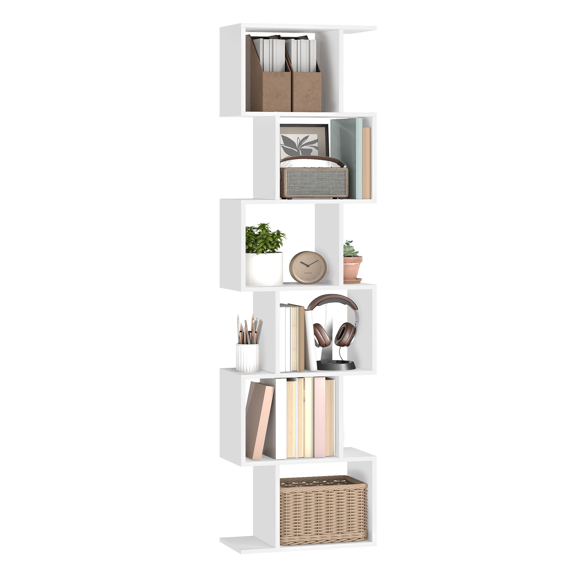 VASAGLE Bücherregal, 6 stöckiges Bücherregal, Standregal, Büroregal, 24 x 40 x 191 cm
