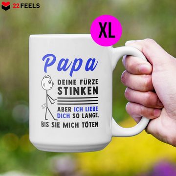 22Feels Tasse Papa Geschenk Fürze Stinken Vatertag Vater Geburtstag Weihnachten Papi, Keramik, XL, Made In Germany, Spülmaschinenfest