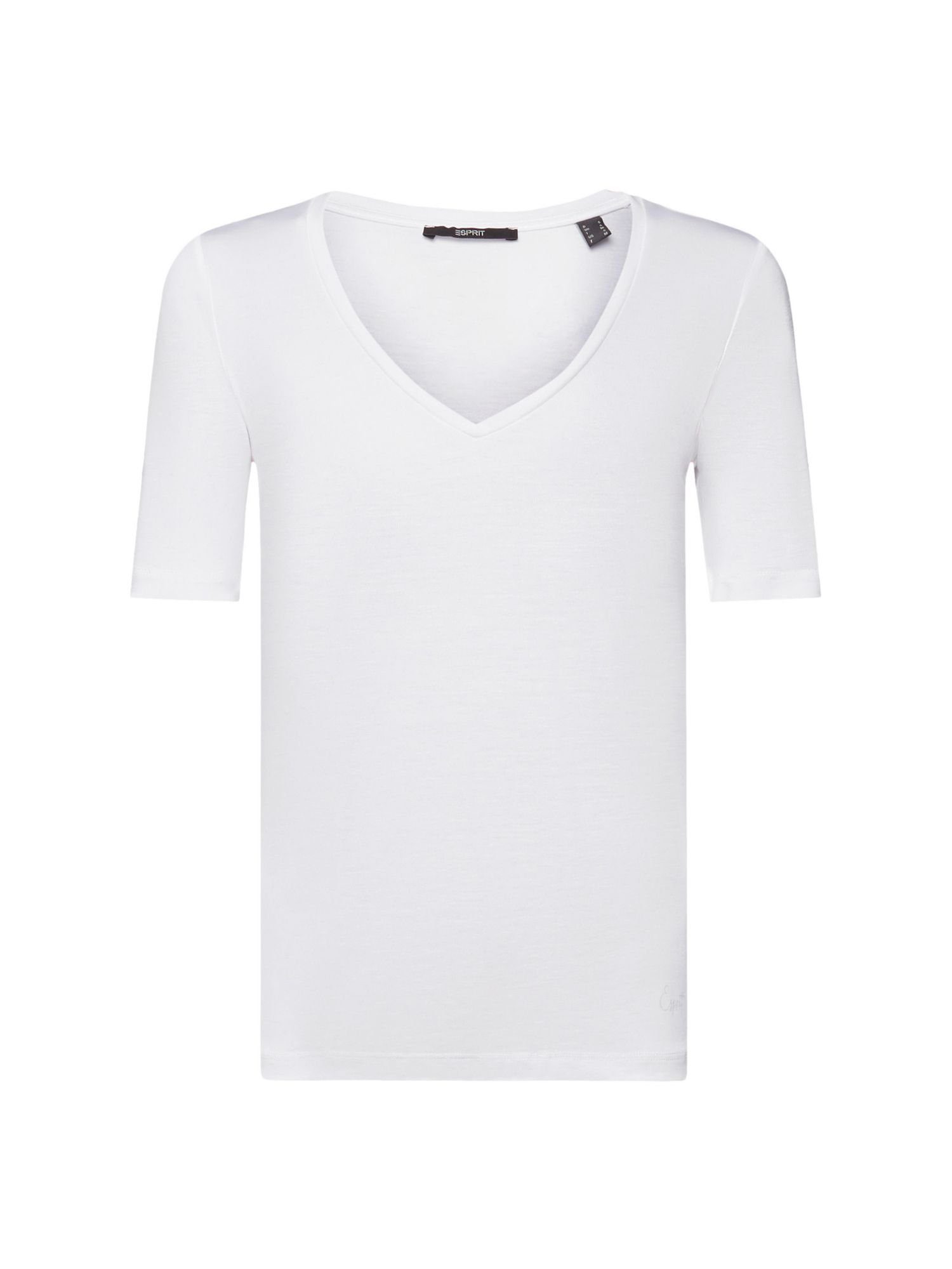 Esprit Collection T-Shirt T-Shirt mit V-Ausschnitt, TENCEL™ (1-tlg) WHITE | V-Shirts